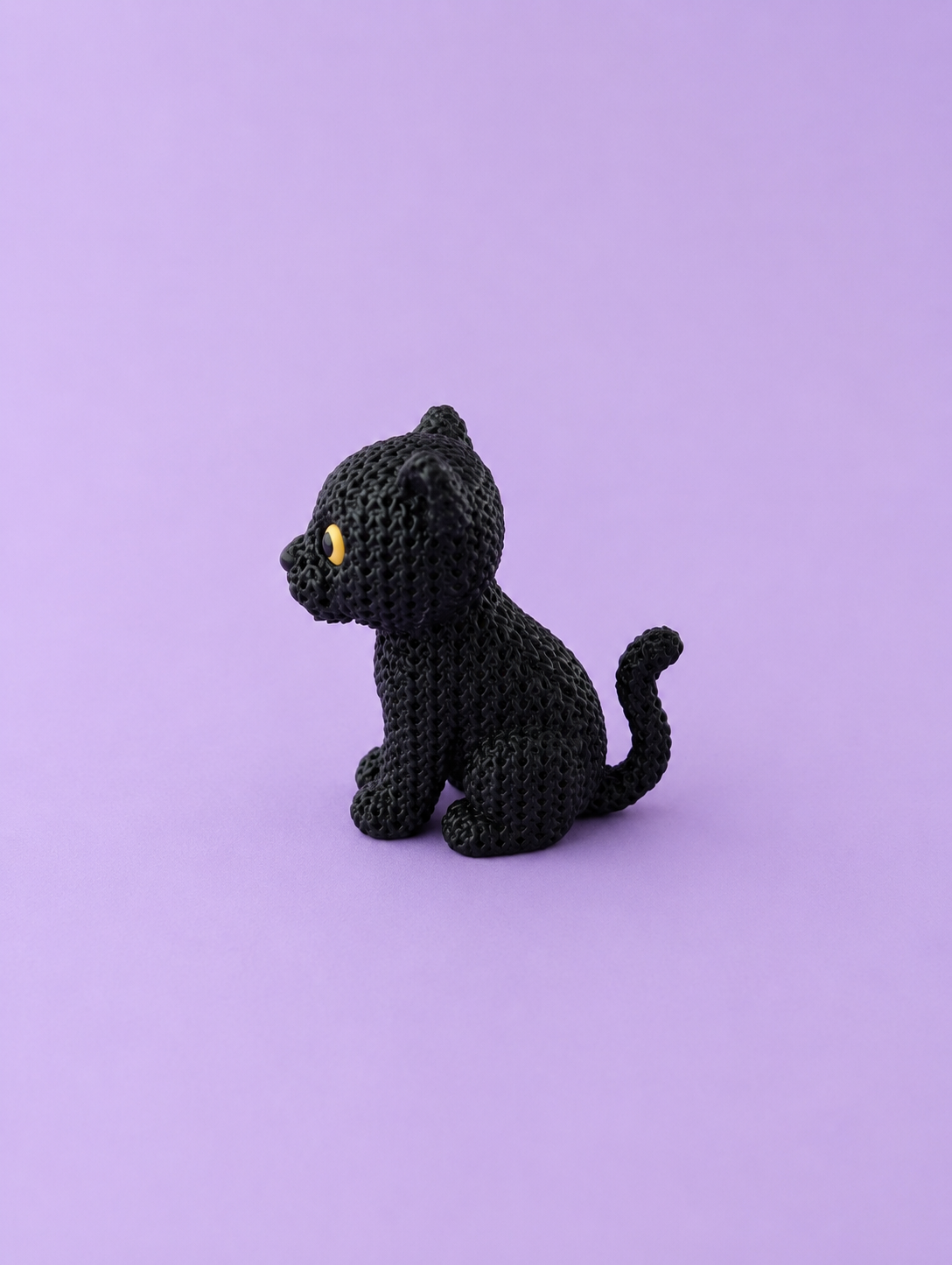 Knitted-Style Black Panther Figurine | 3D Printed Gift for Wildlife Lovers