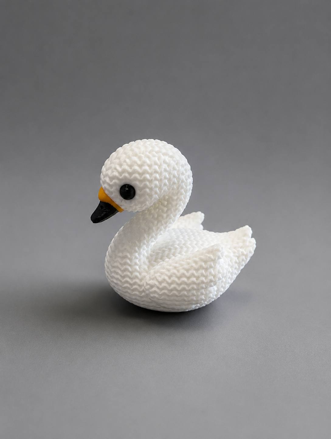 Knitted-Style Swan Figurine | 3D Printed Elegant Animal Gift