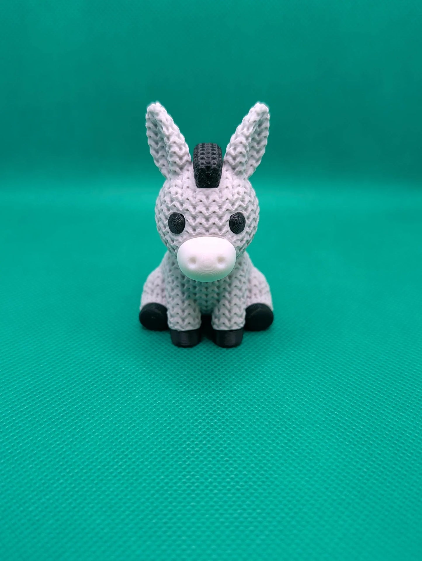 Knitted-Style Donkey Figurine | 3D Printed Farm Animal Gift