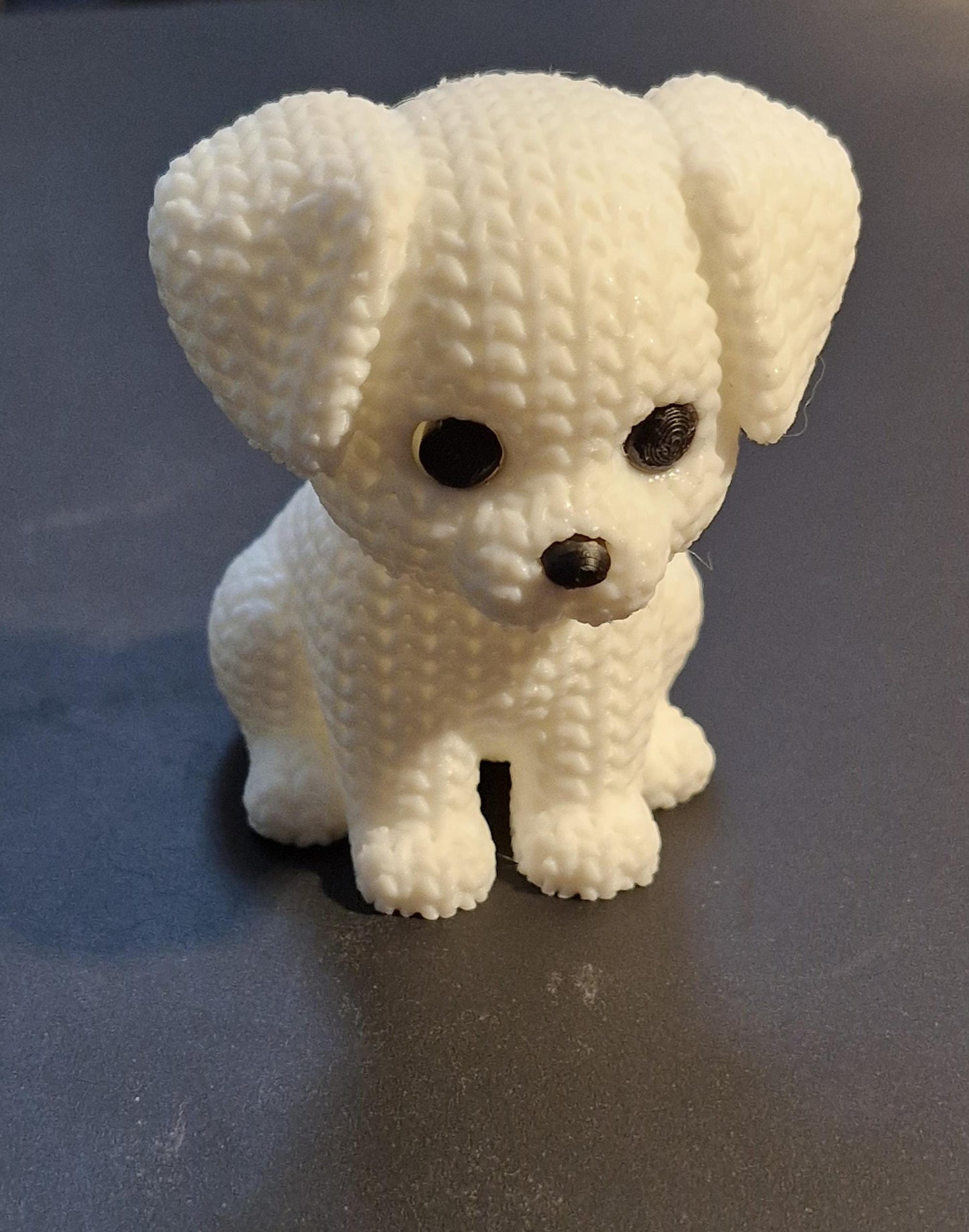 Knitted-Style White Puppy Figurine | 3D Printed Dog Gift