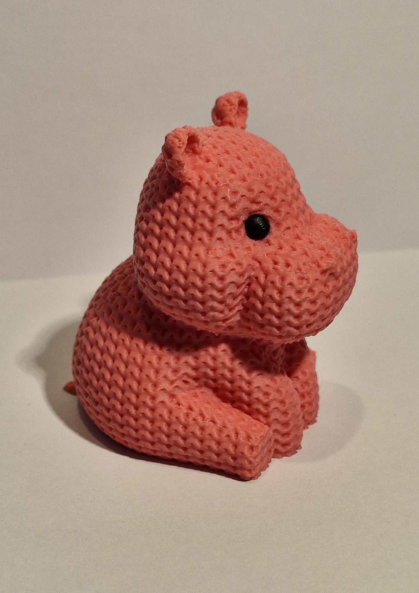 Knitted-Style Hippo Figurine | 3D Printed Animal Gift