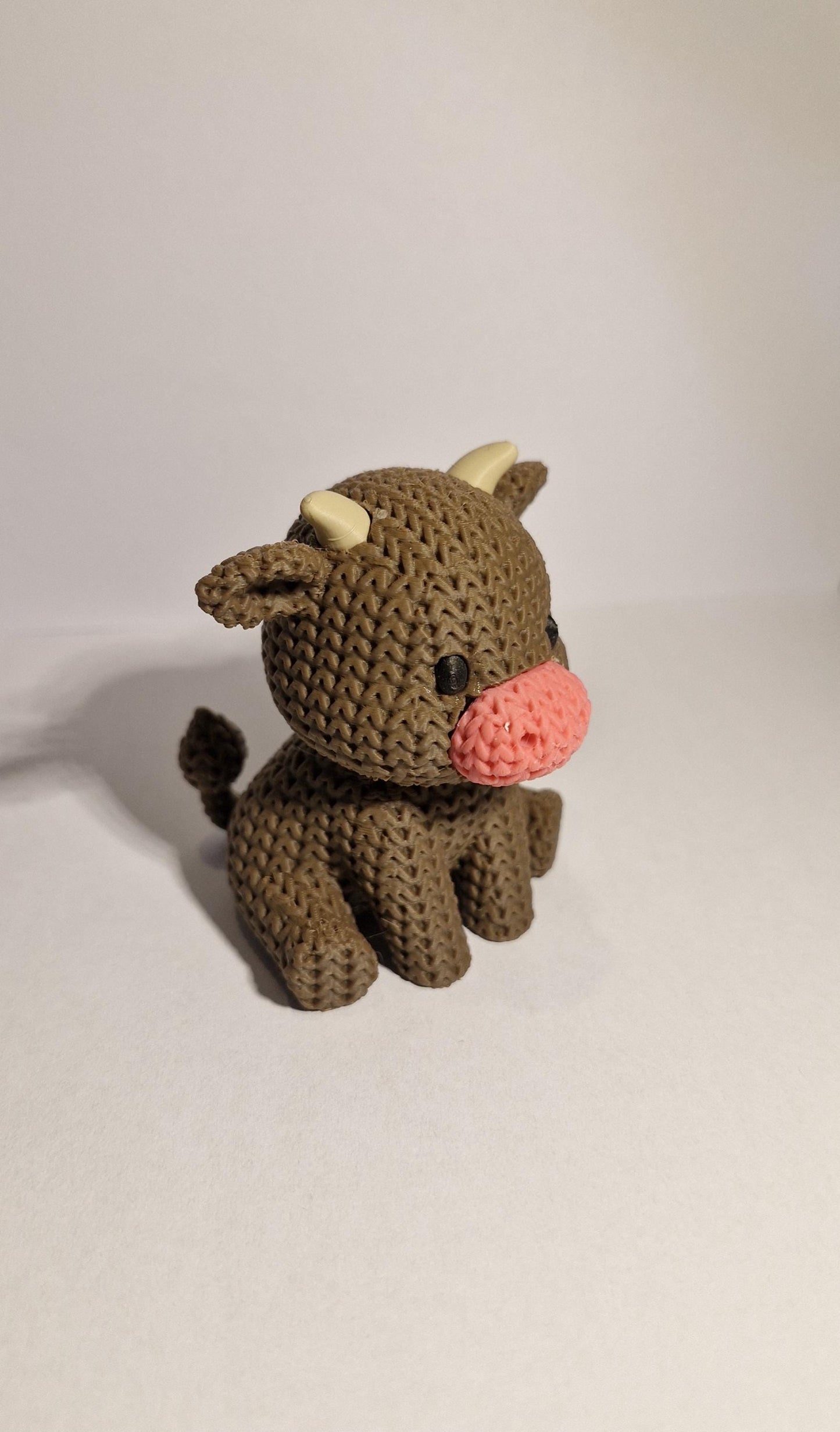 Knitted-Style Cow Figurine | 3D Printed Farm Animal Gift