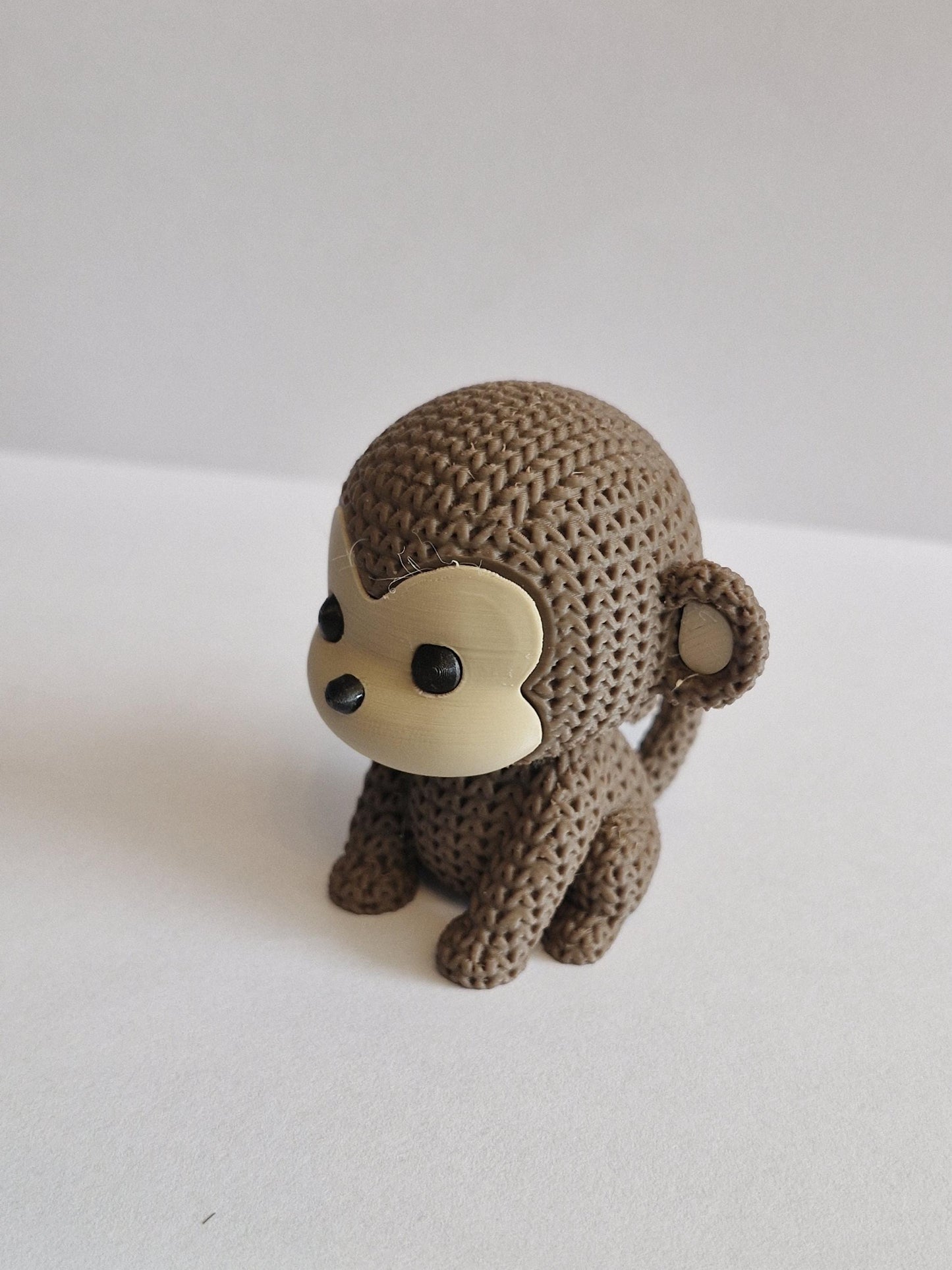 Knitted-Style Monkey Figurine | 3D Printed Jungle Animal Gift
