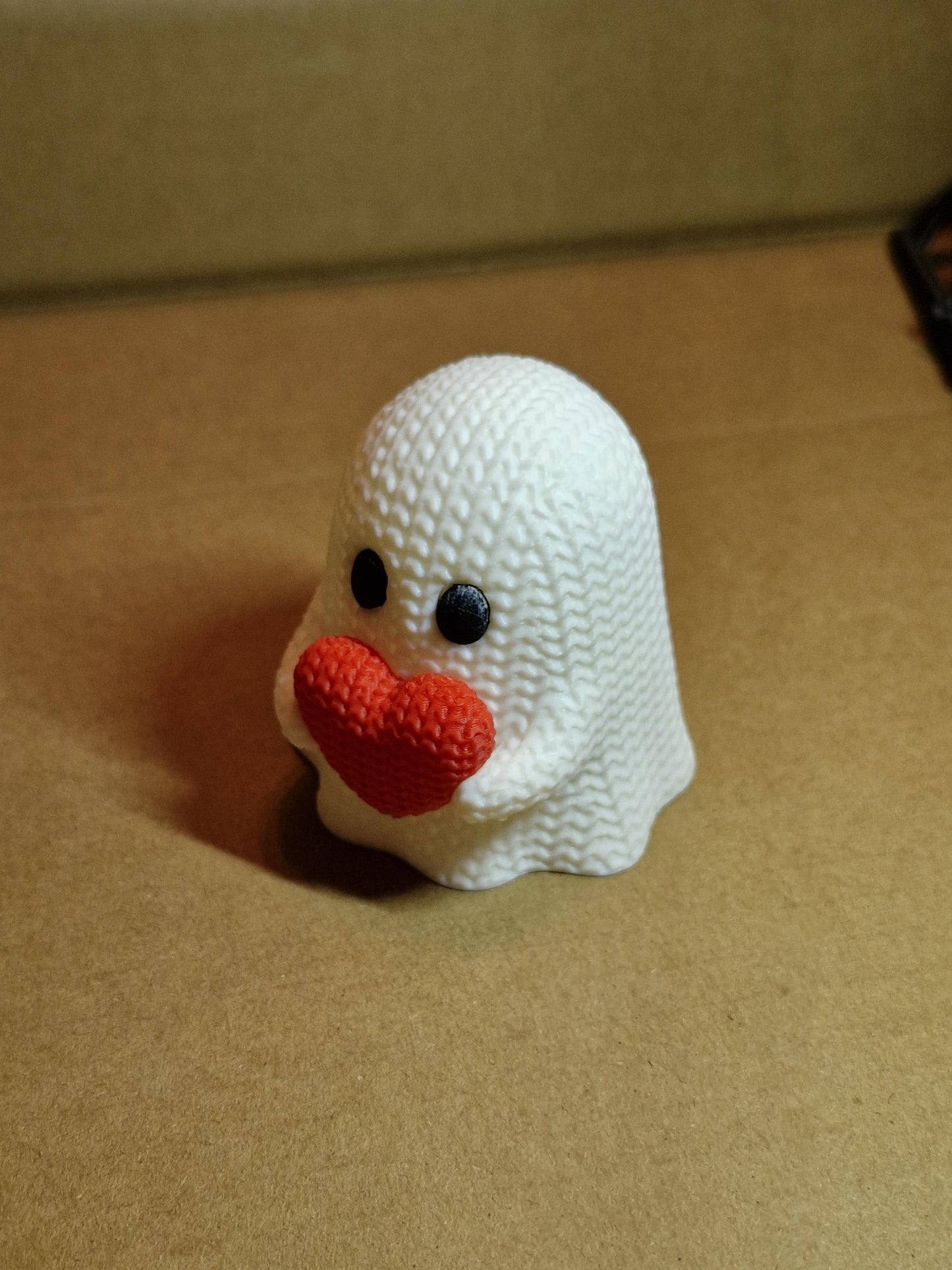 Knitted-Style Love Ghost Figurine | 3D Printed Valentine & Halloween Gift