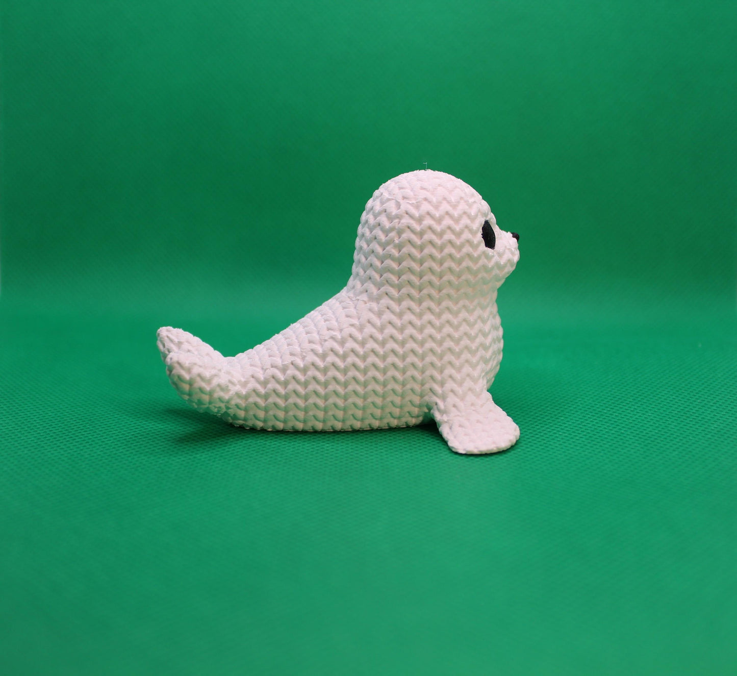Knitted-Style Seal Pup Figurine | 3D Printed Arctic Animal Gift