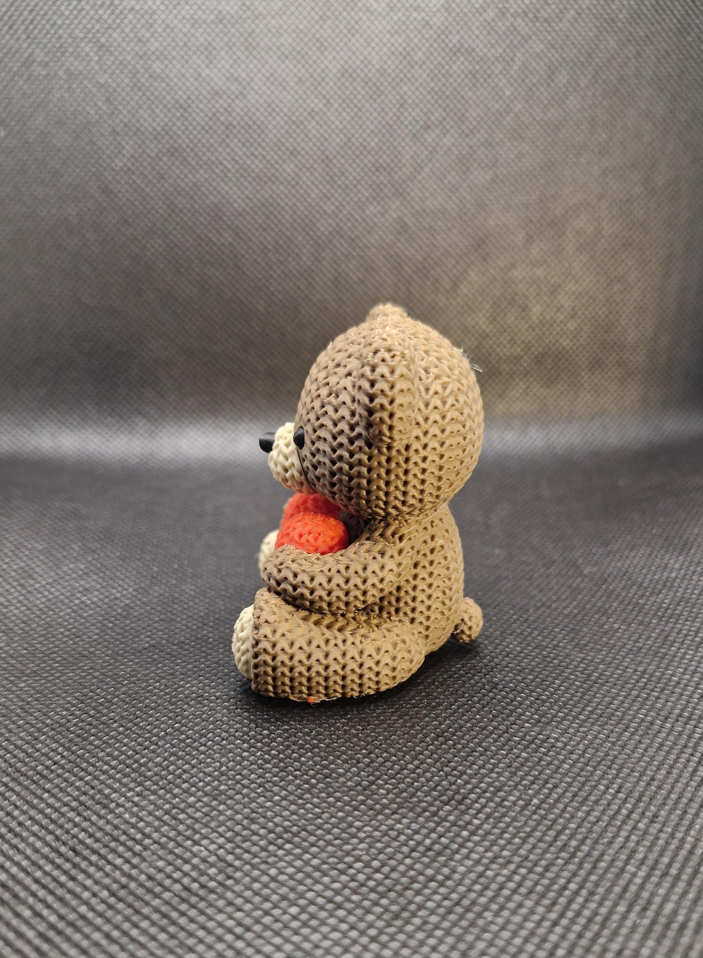 Knitted-Style Teddy Bear Holding a Heart | 3D Printed Valentine & Gift