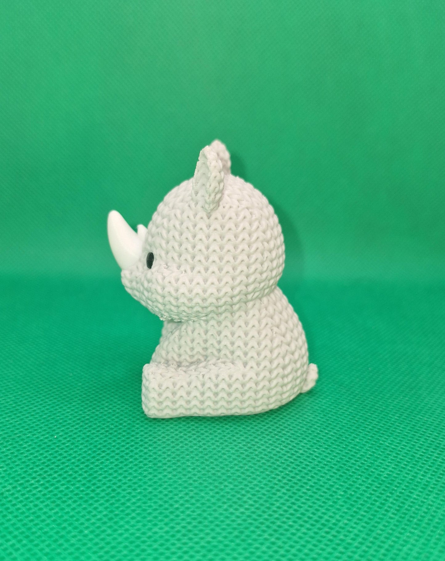 Knitted-Style Baby Rhino Figurine | 3D Printed Wildlife Gift