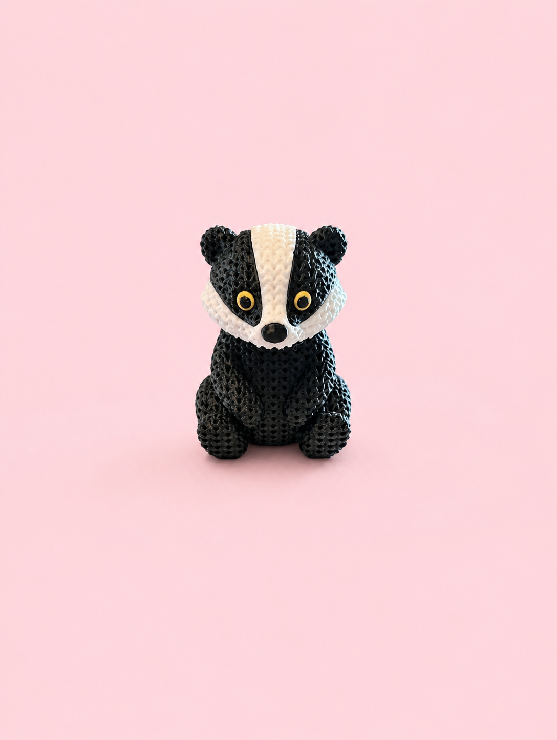 Knitted Badger Figurine – 3D Printed Animal Collectible