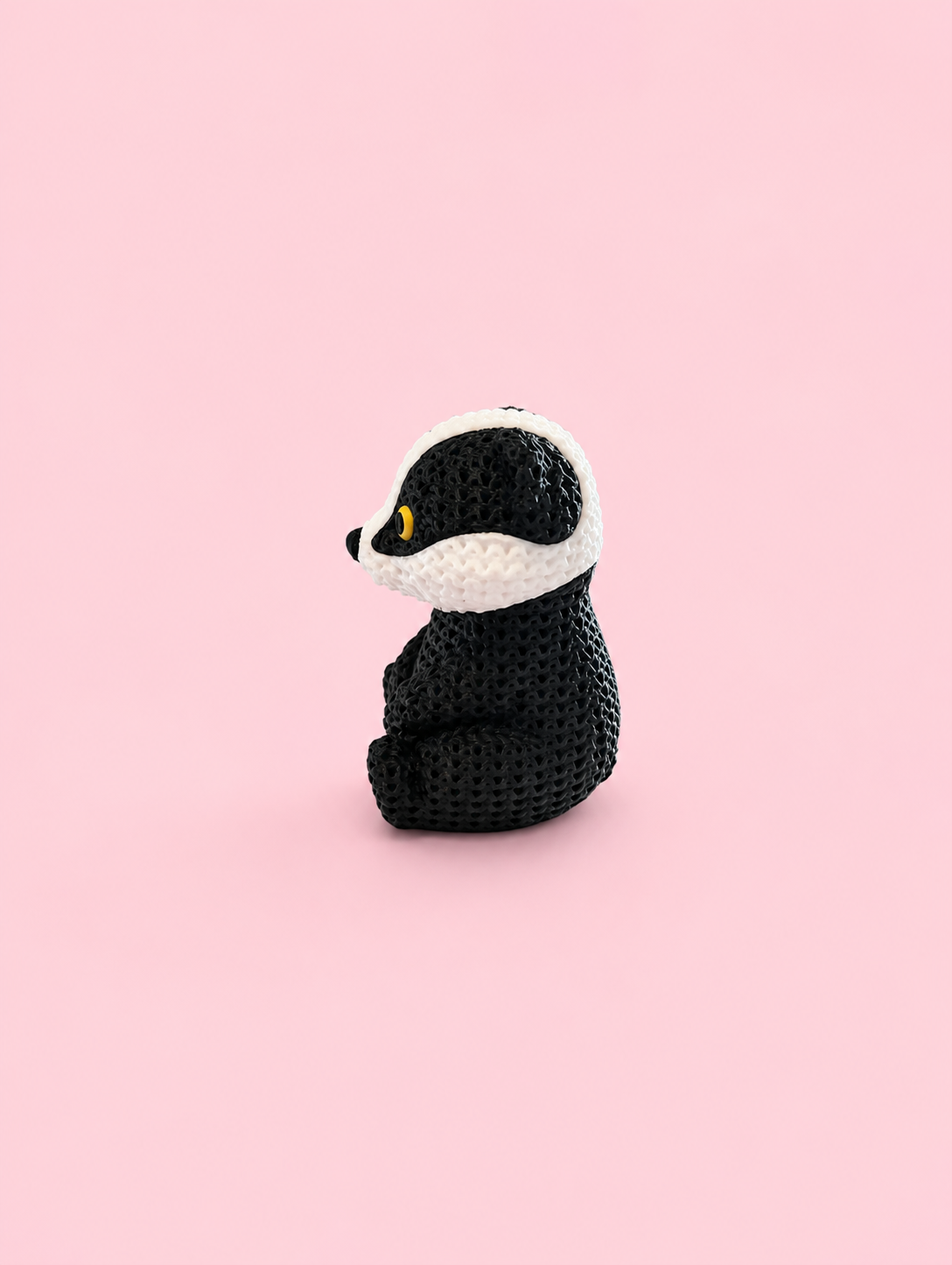 Knitted Badger Figurine – 3D Printed Animal Collectible