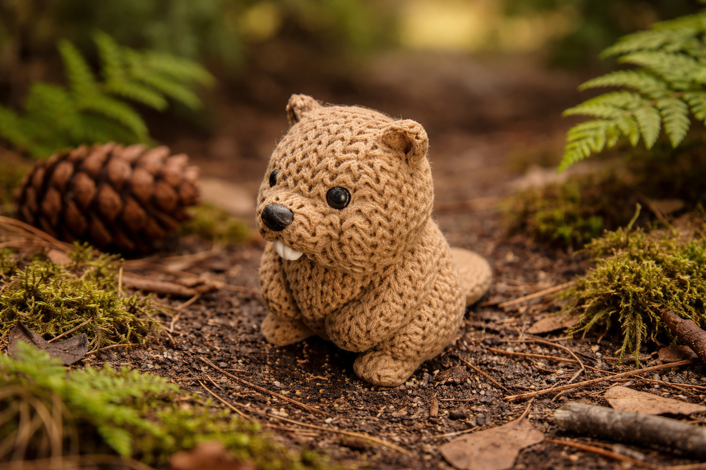 Knitted-Style Beaver Figurine | 3D Printed Animal Gift