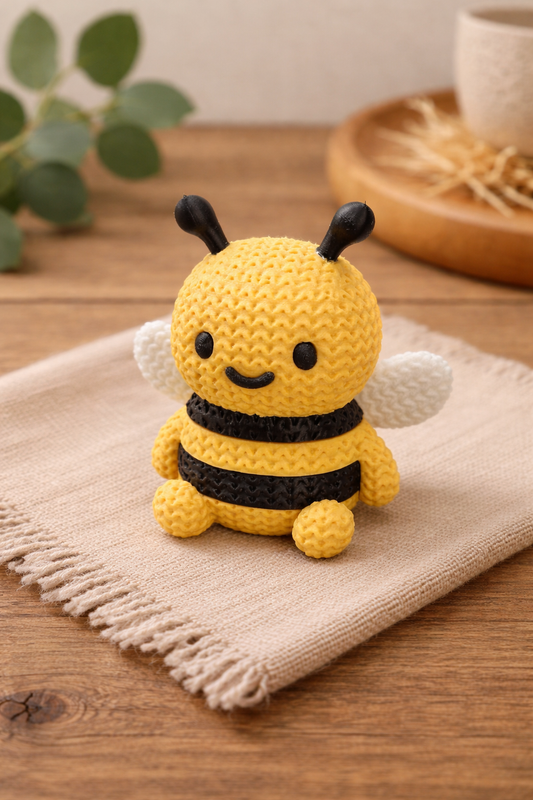 Knitted-Style Bumble Bee Figurine | 3D Printed Gift for Bee Lovers