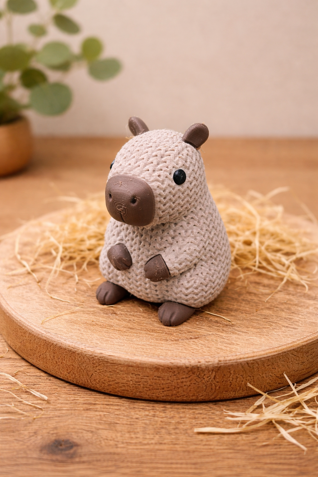Knitted-Style Capybara Figurine | 3D Printed Gift for Animal Lovers