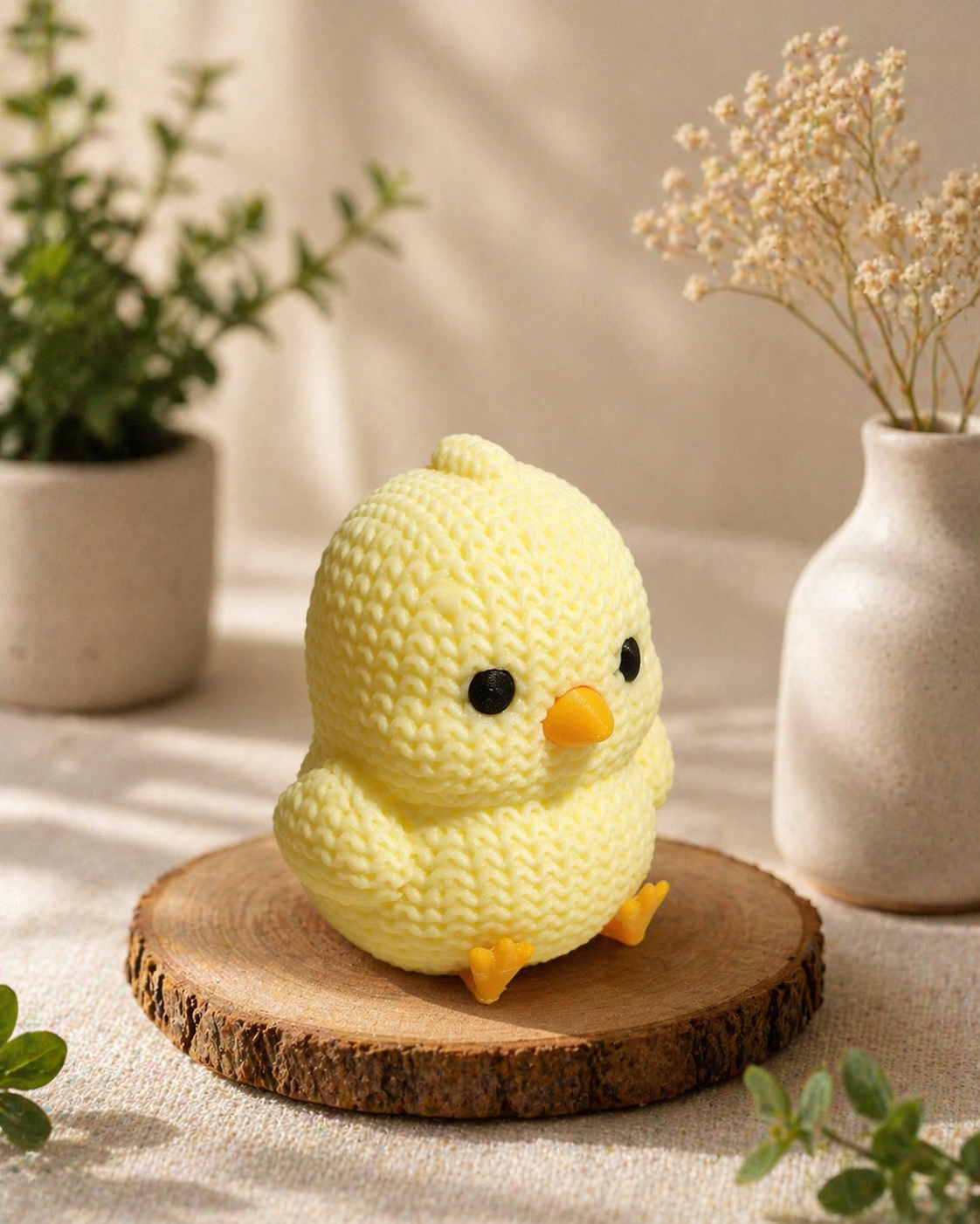 Knitted-Style Chick Figurine | 3D Printed Easter & Birthday Gift