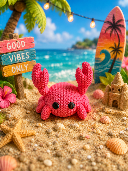 Knitted-Style Crab Figurine – 3D Printed Collectible