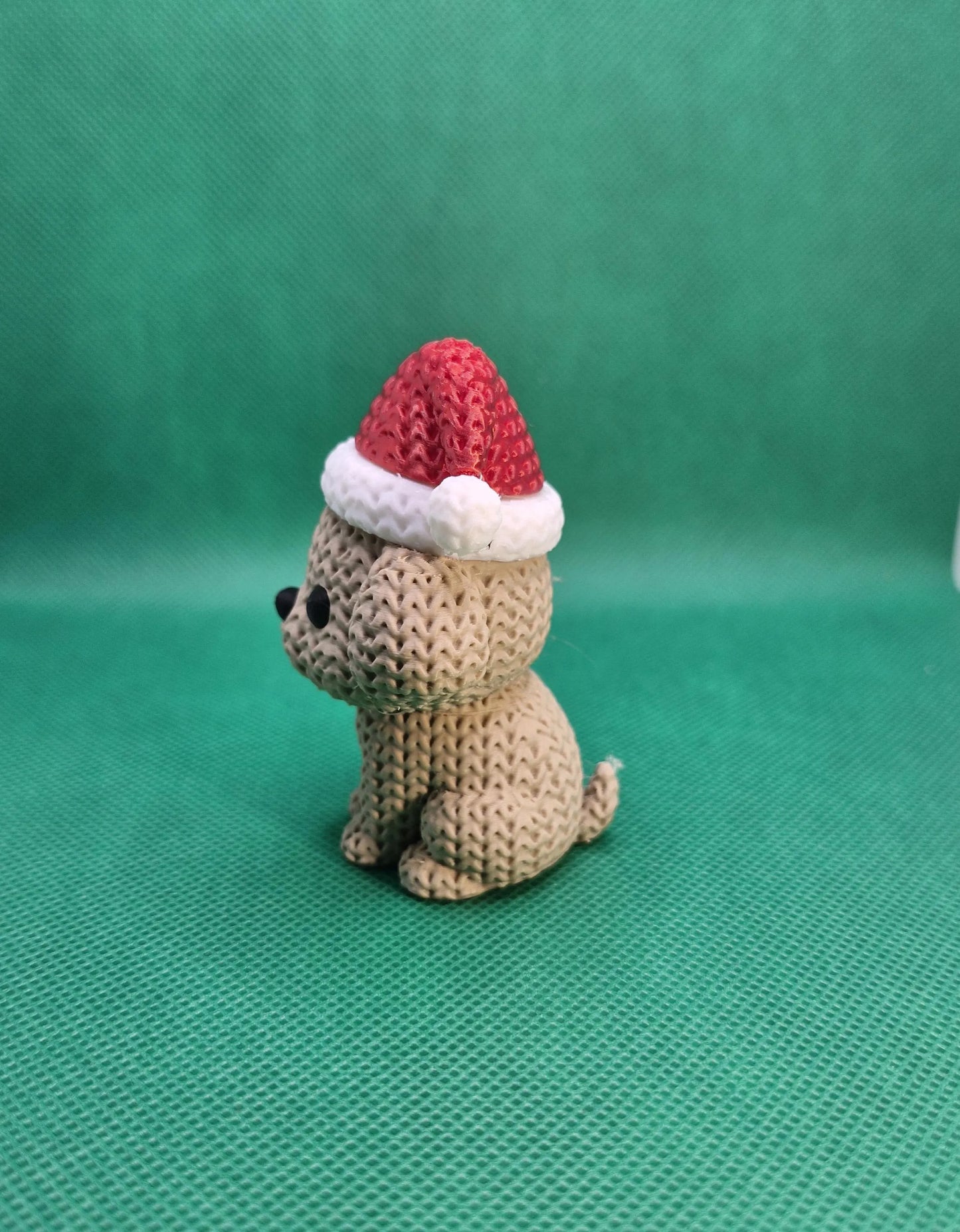 Knitted-Style Christmas Puppy Figurine | 3D Printed Festive Dog Gift