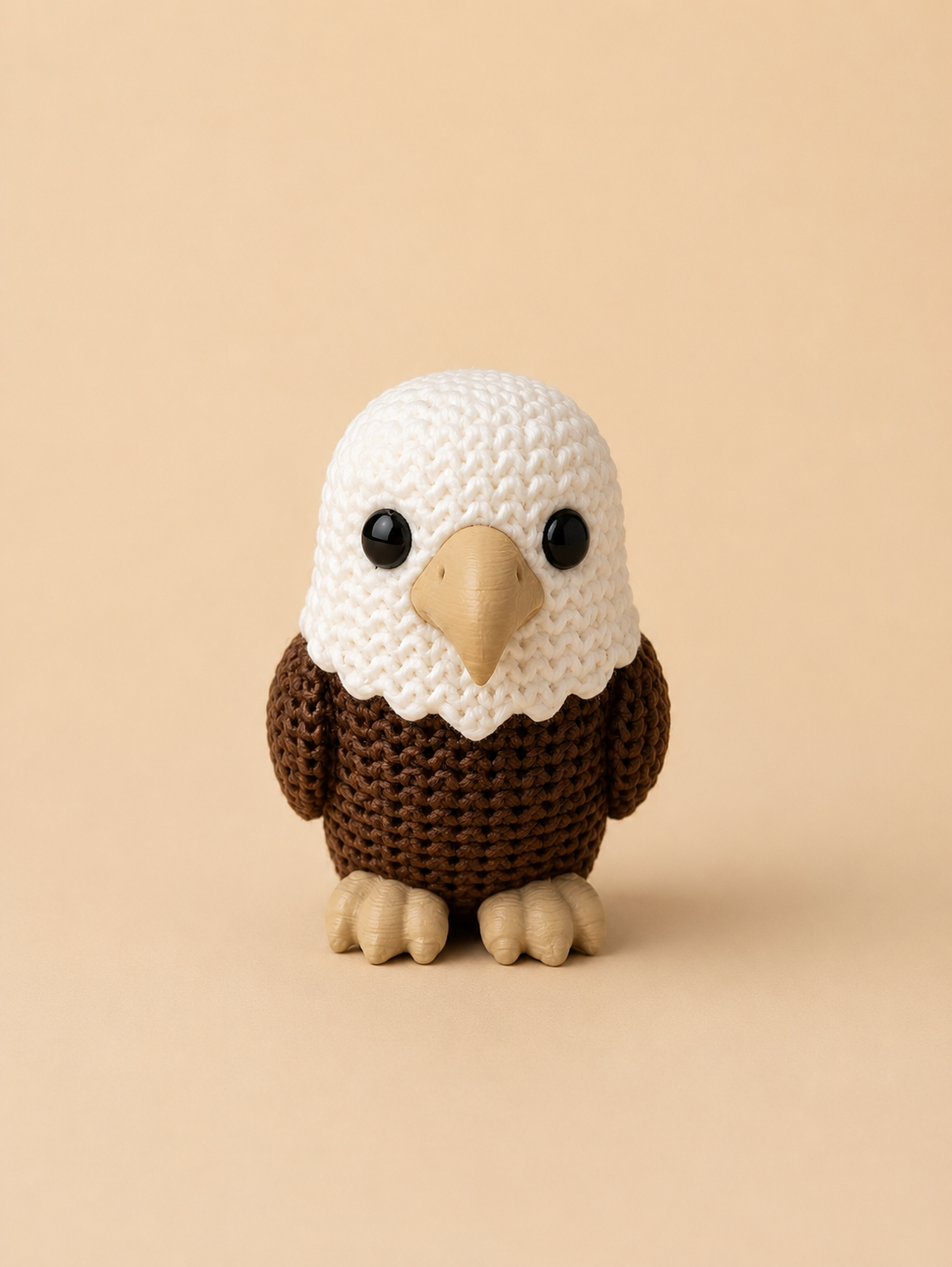 Knitted Bald Eagle Figurine | 3D Printed Wildlife Gift