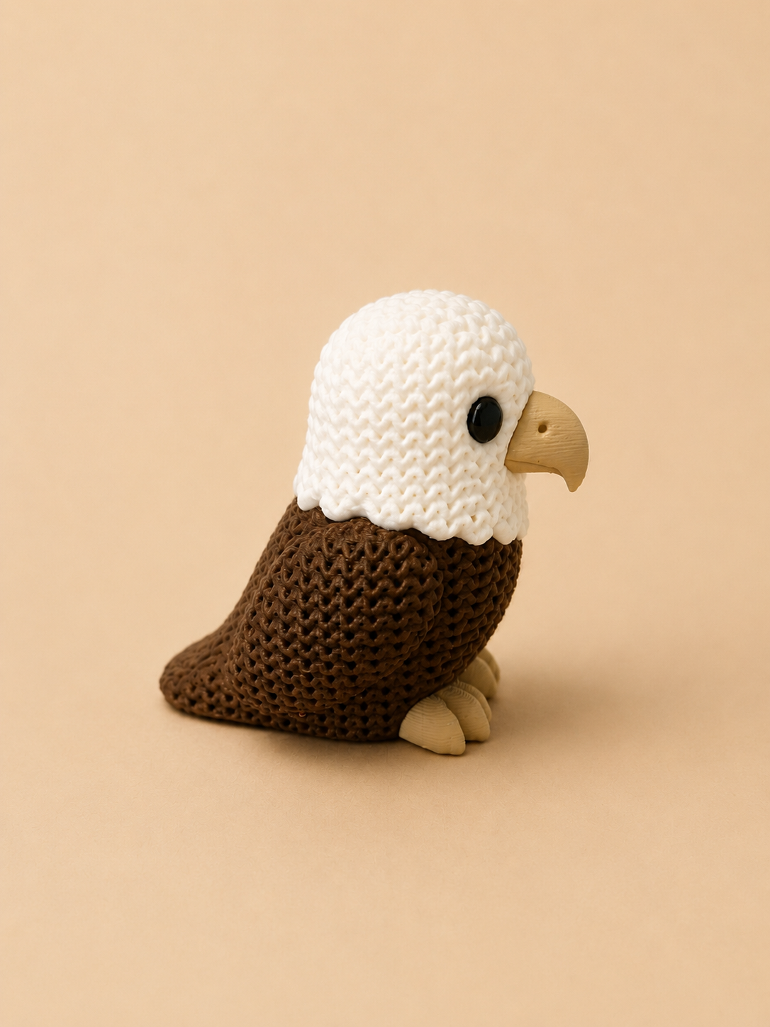 Knitted Bald Eagle Figurine | 3D Printed Wildlife Gift
