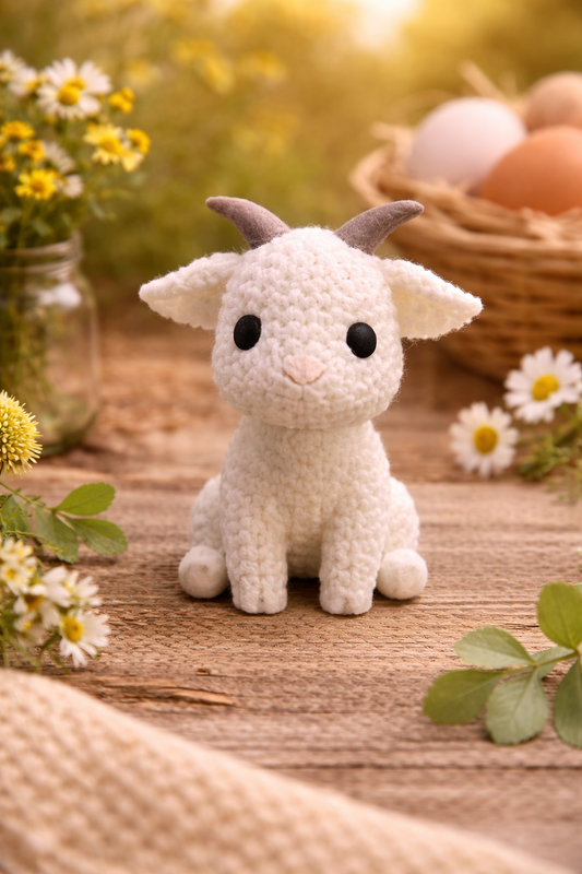 Knitted-Style Goat Figurine | 3D Printed Farm Animal Gift