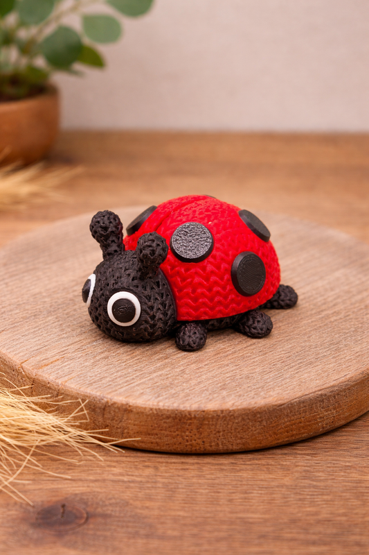 Knitted-Style Ladybird Figurine | 3D Printed Nature Gift