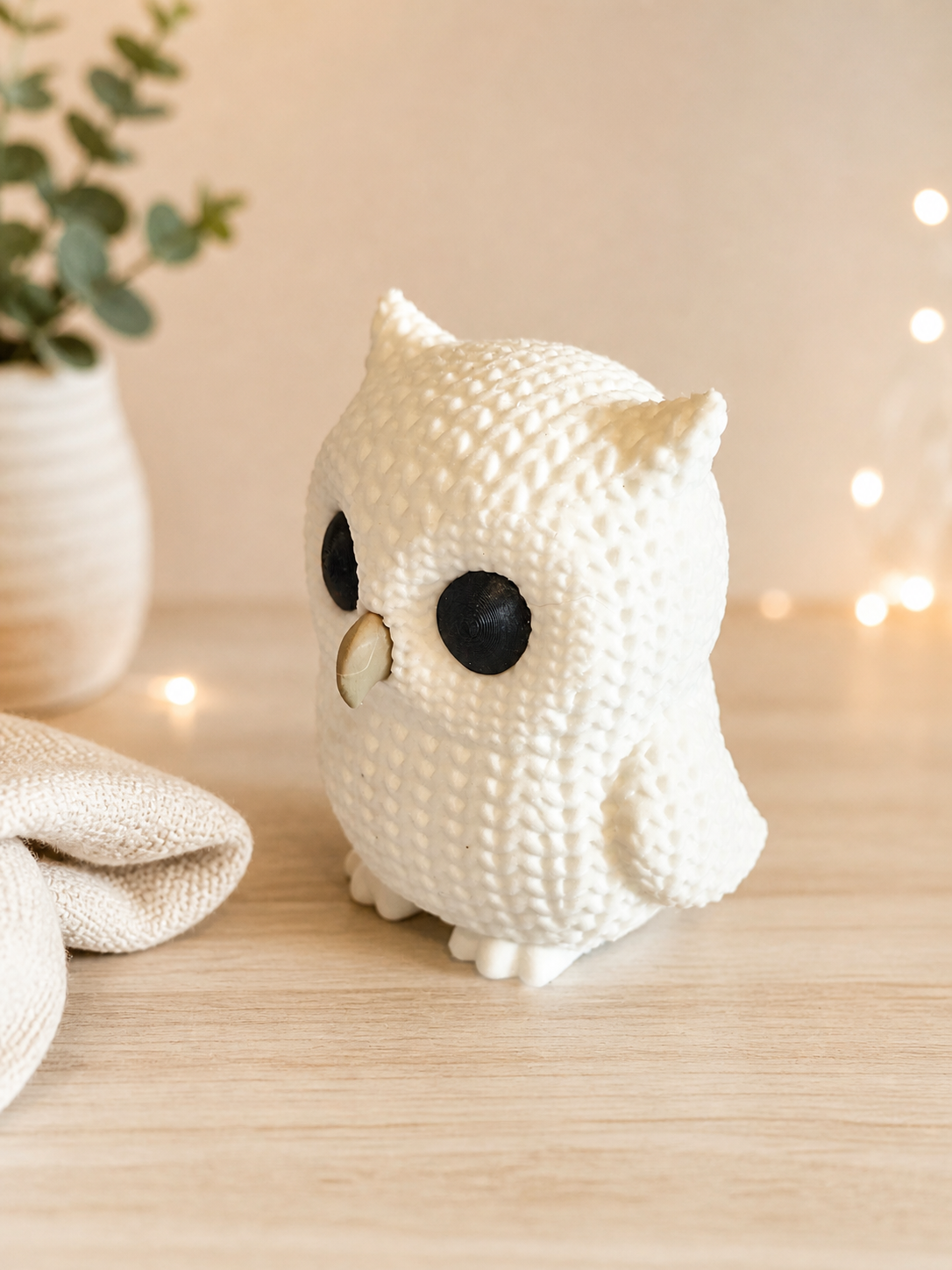 Knitted-Style Owl Figurine | 3D Printed Gift for Owl Lovers