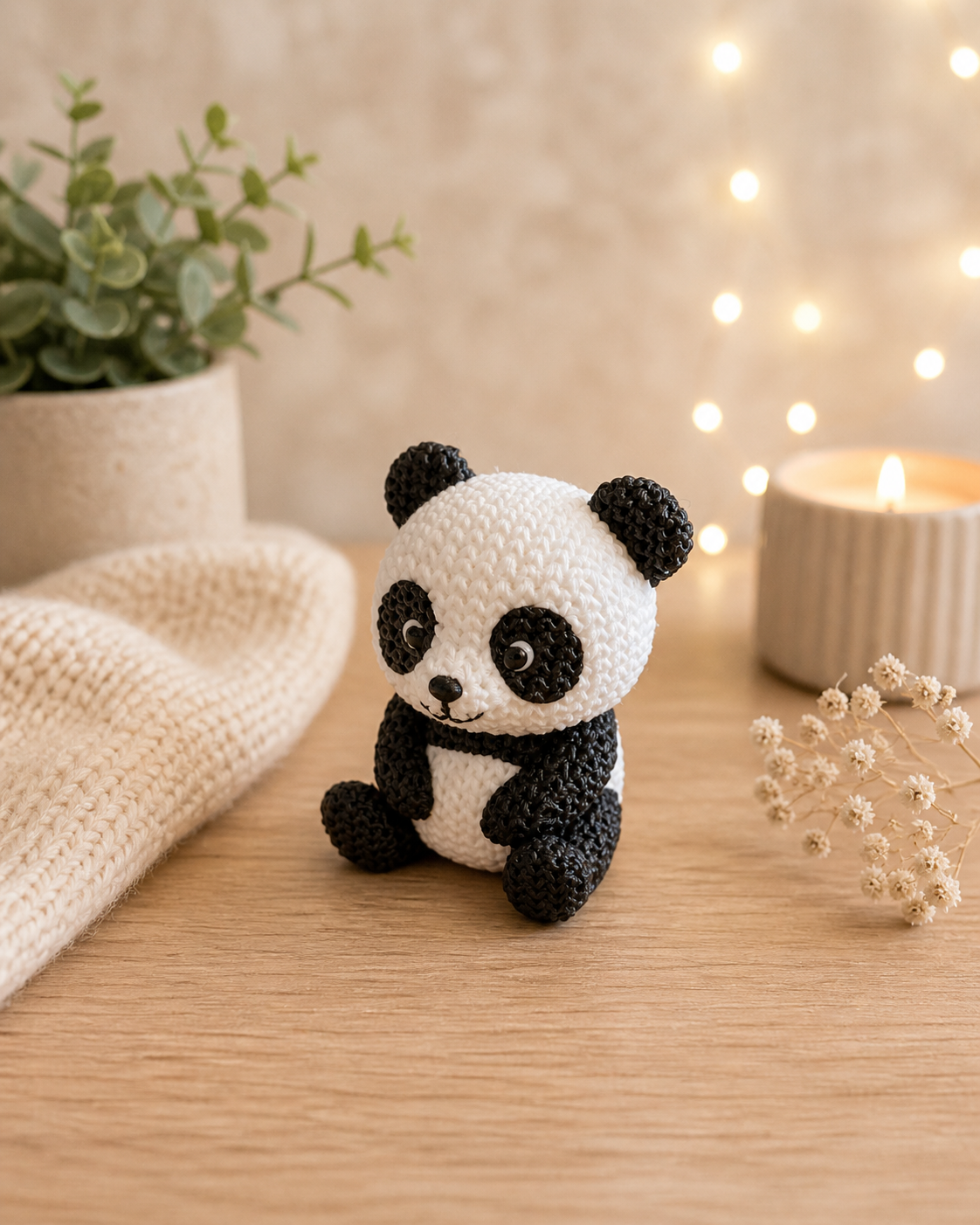 Knitted-Style Panda Figurine | 3D Printed Gift for Panda Lovers