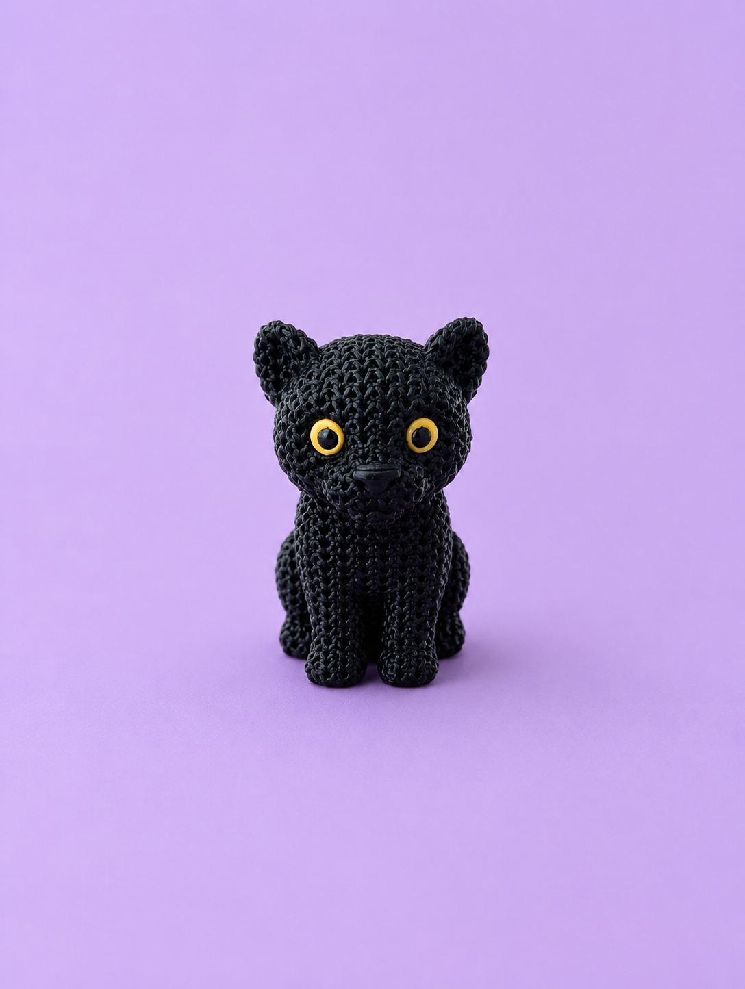 Knitted-Style Black Panther Figurine | 3D Printed Gift for Wildlife Lovers