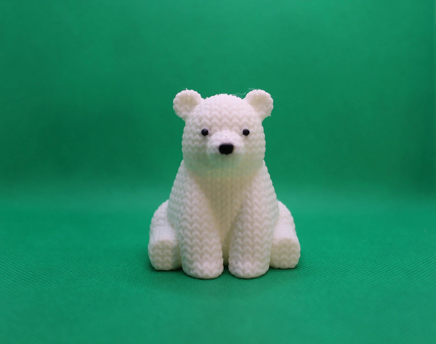 Knitted-Style Polar Bear Cub Figurine | 3D Printed Winter Gift
