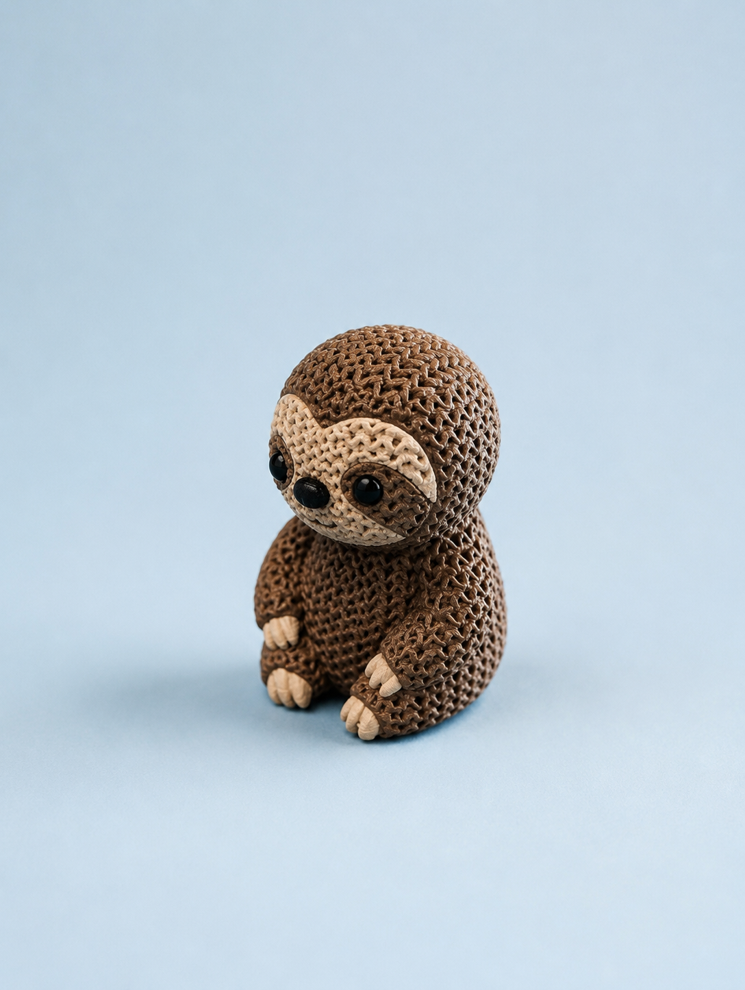 Knitted-Style Sloth Figurine | 3D Printed Animal Gift