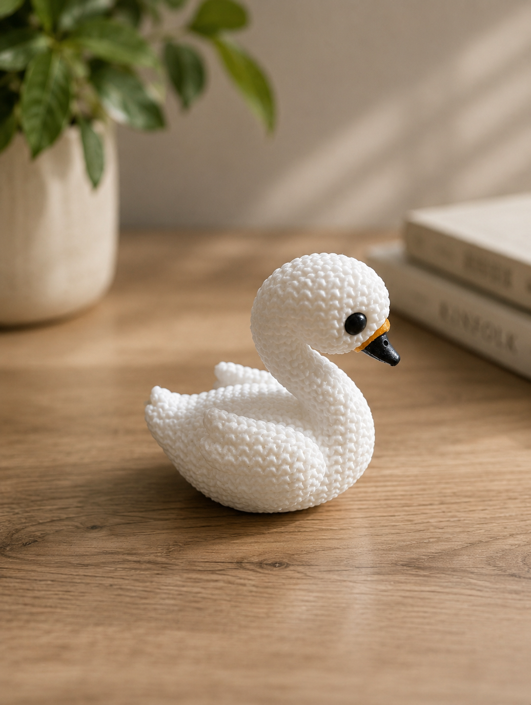 Knitted-Style Swan Figurine | 3D Printed Elegant Animal Gift