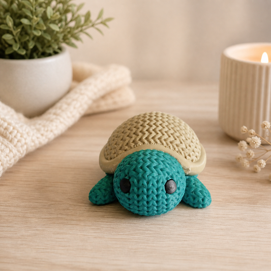 Knitted-Style Turtle Figurine | 3D Printed Gift for Turtle Lovers