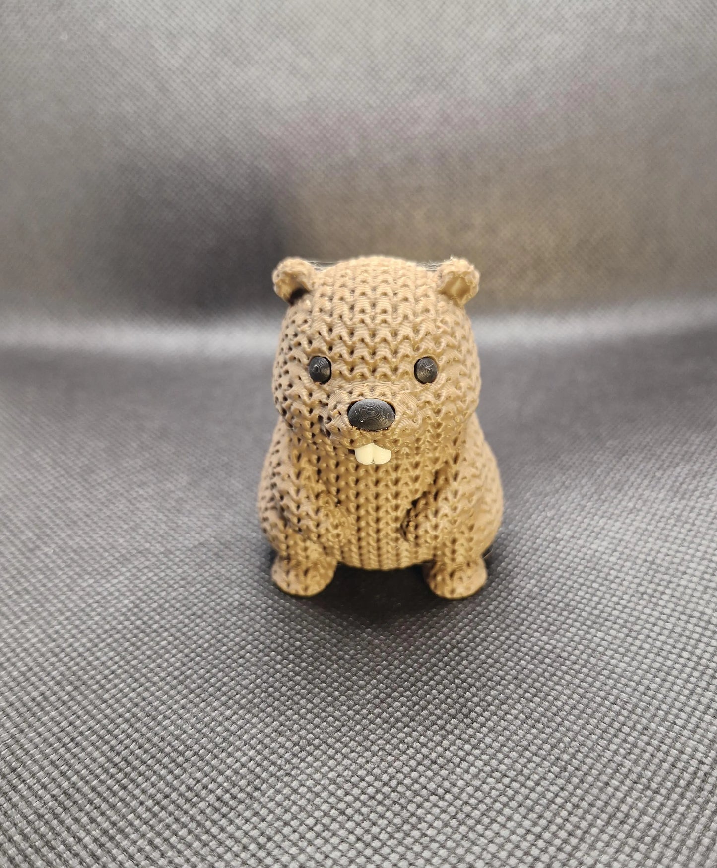 Knitted-Style Beaver Figurine | 3D Printed Animal Gift