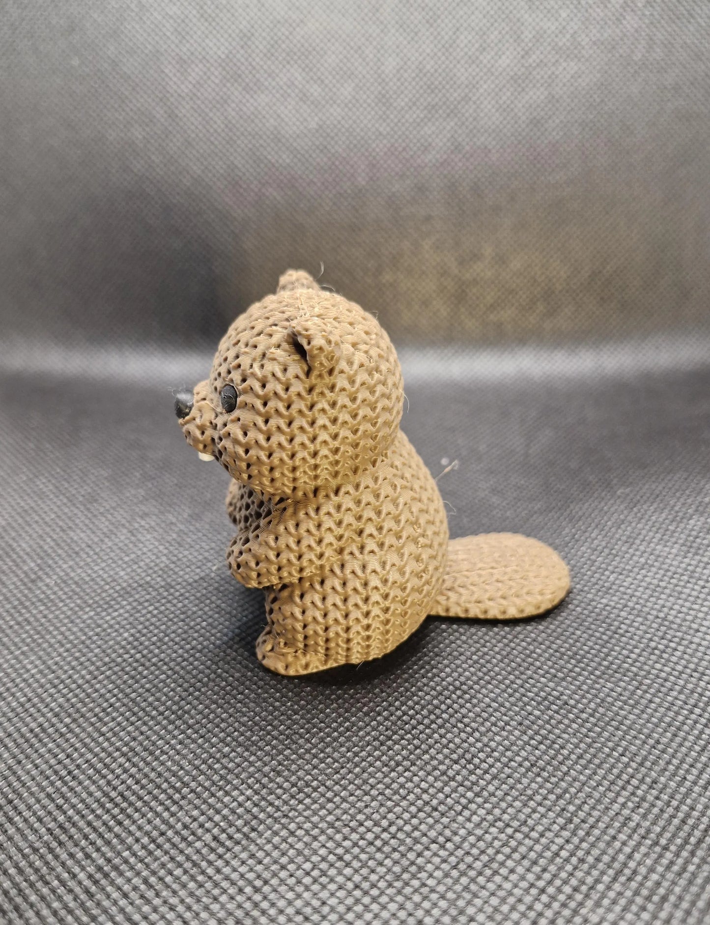 Knitted-Style Beaver Figurine | 3D Printed Animal Gift