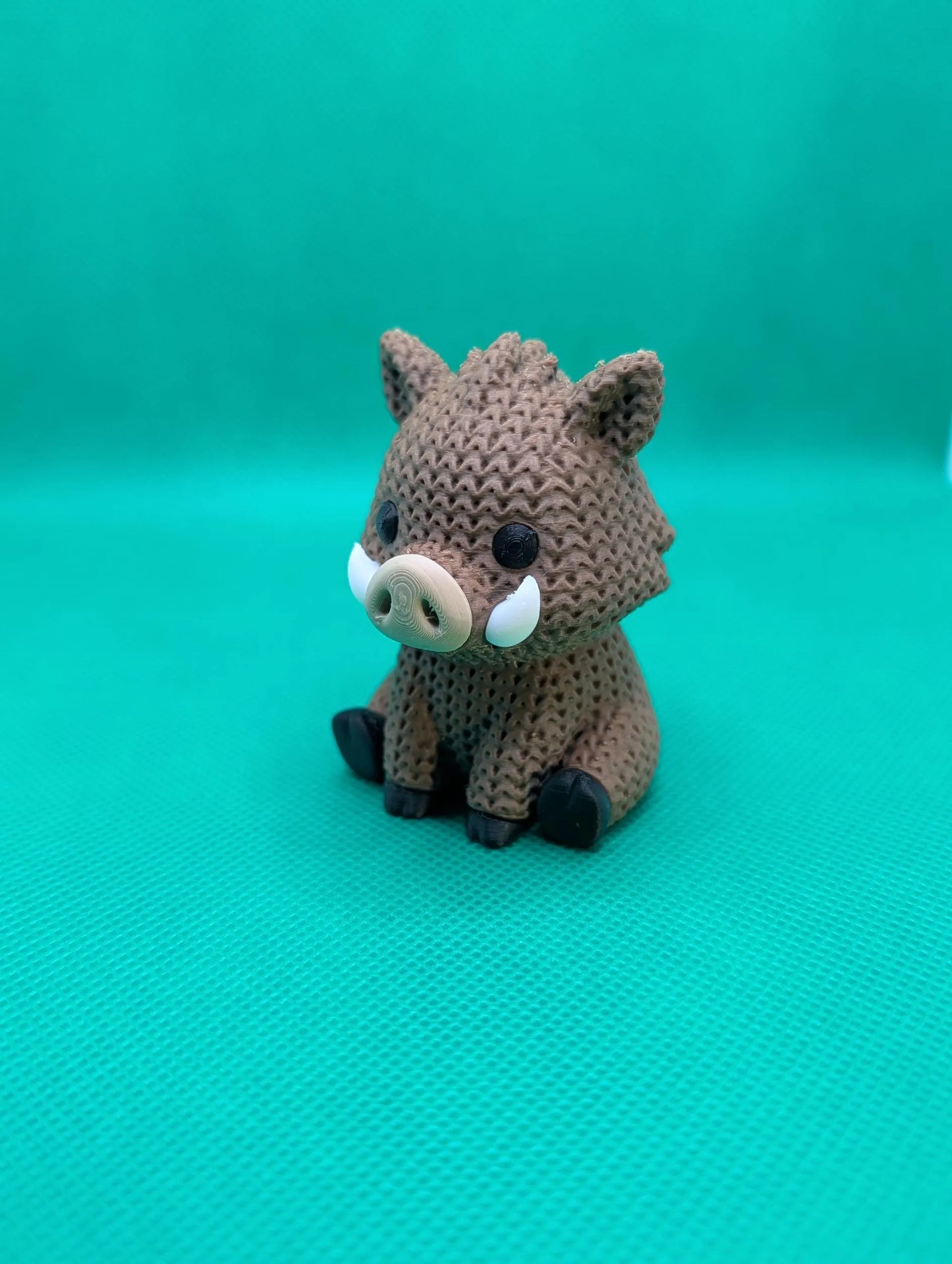 Knitted-Style Wild Boar Figurine | 3D Printed Woodland Gift