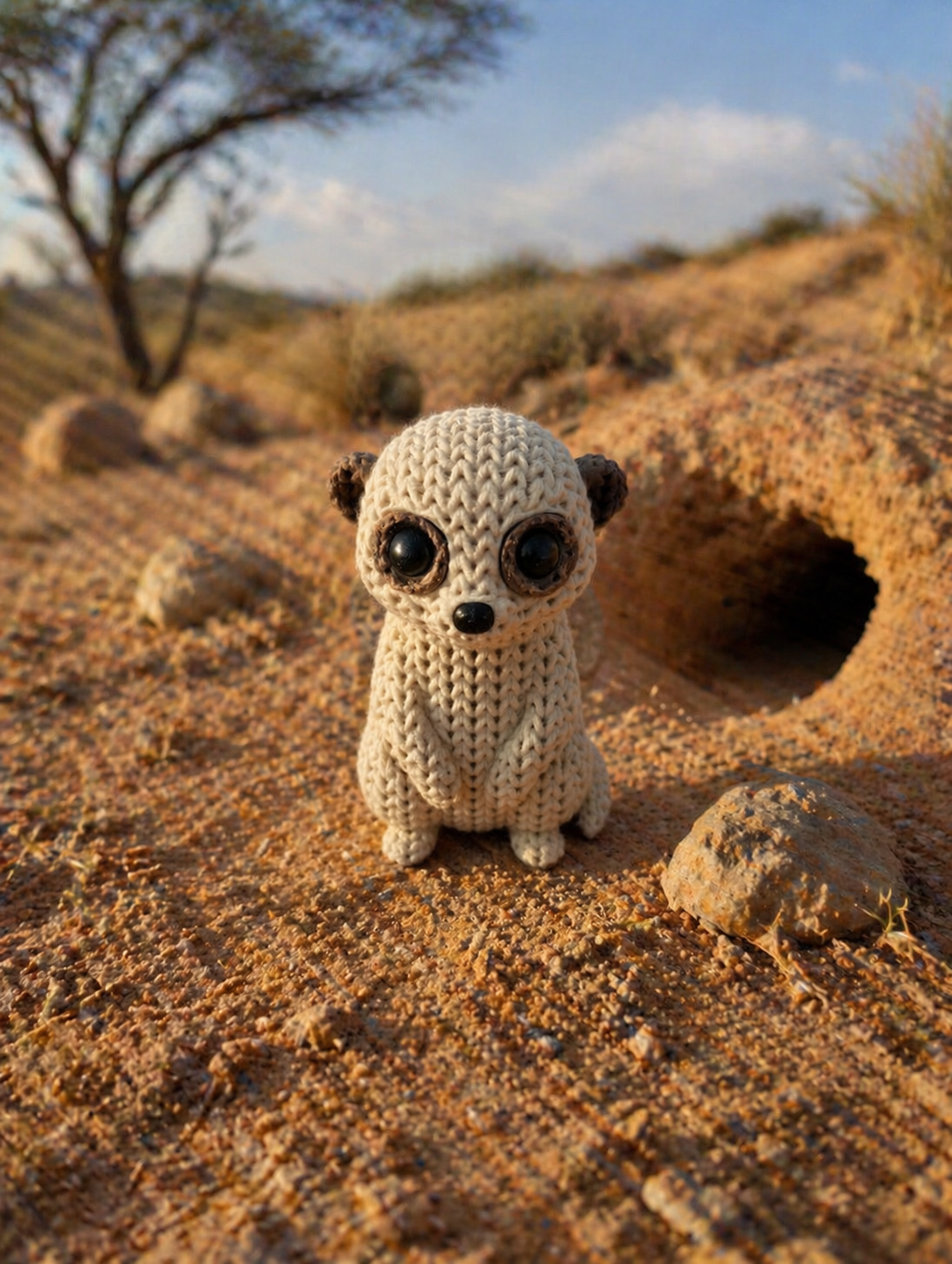 Knitted-Style Meerkat Figurine | 3D Printed Gift for Animal Lovers
