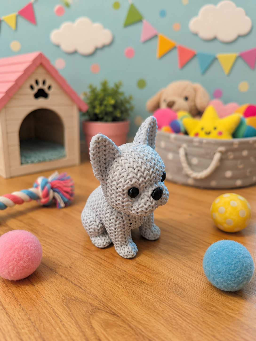 Knitted-Style French Bulldog Puppy Figurine | 3D Printed Gift for Dog Lovers