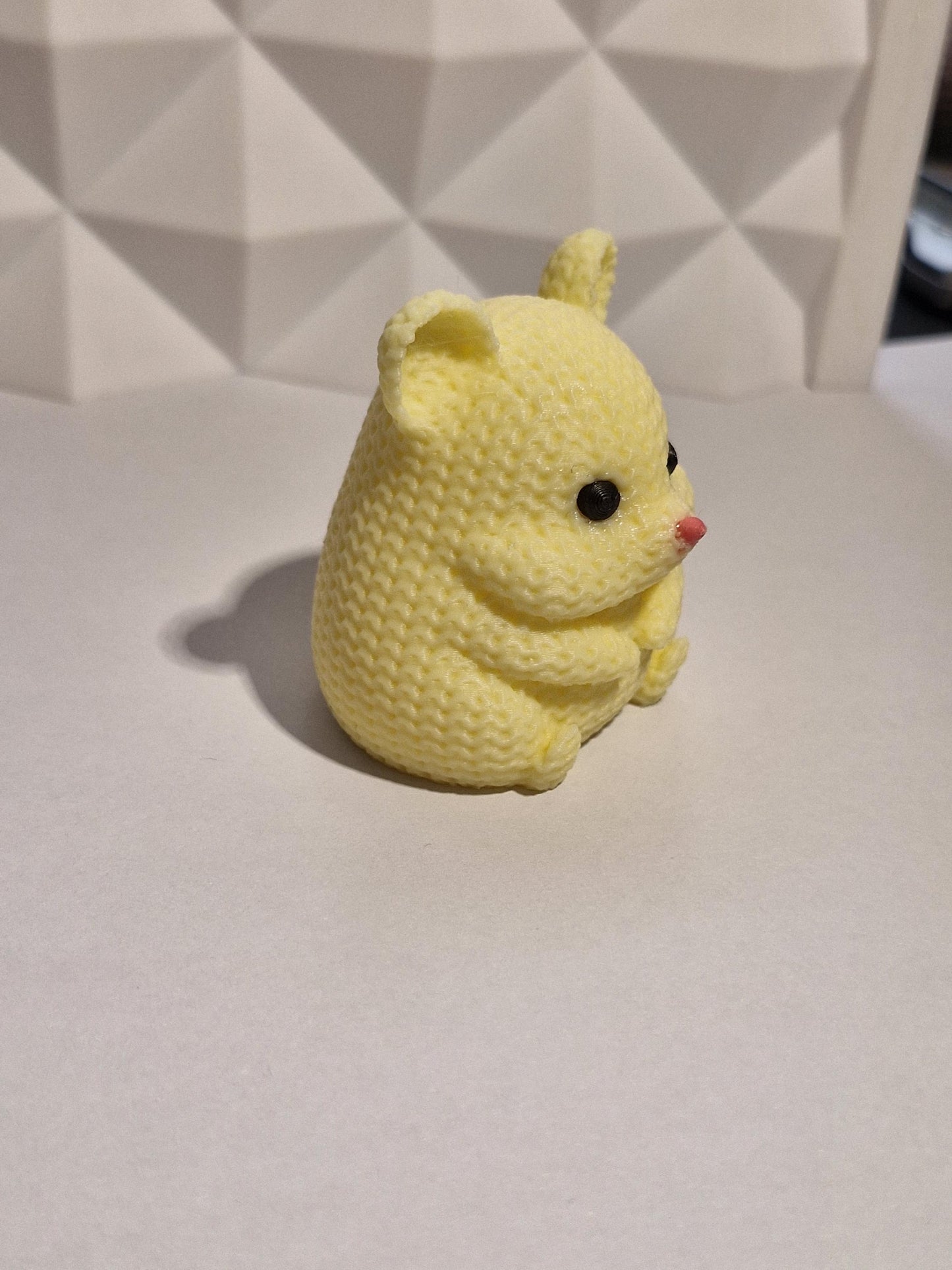 Knitted-Style Hamster Figurine | 3D Printed Animal Gift