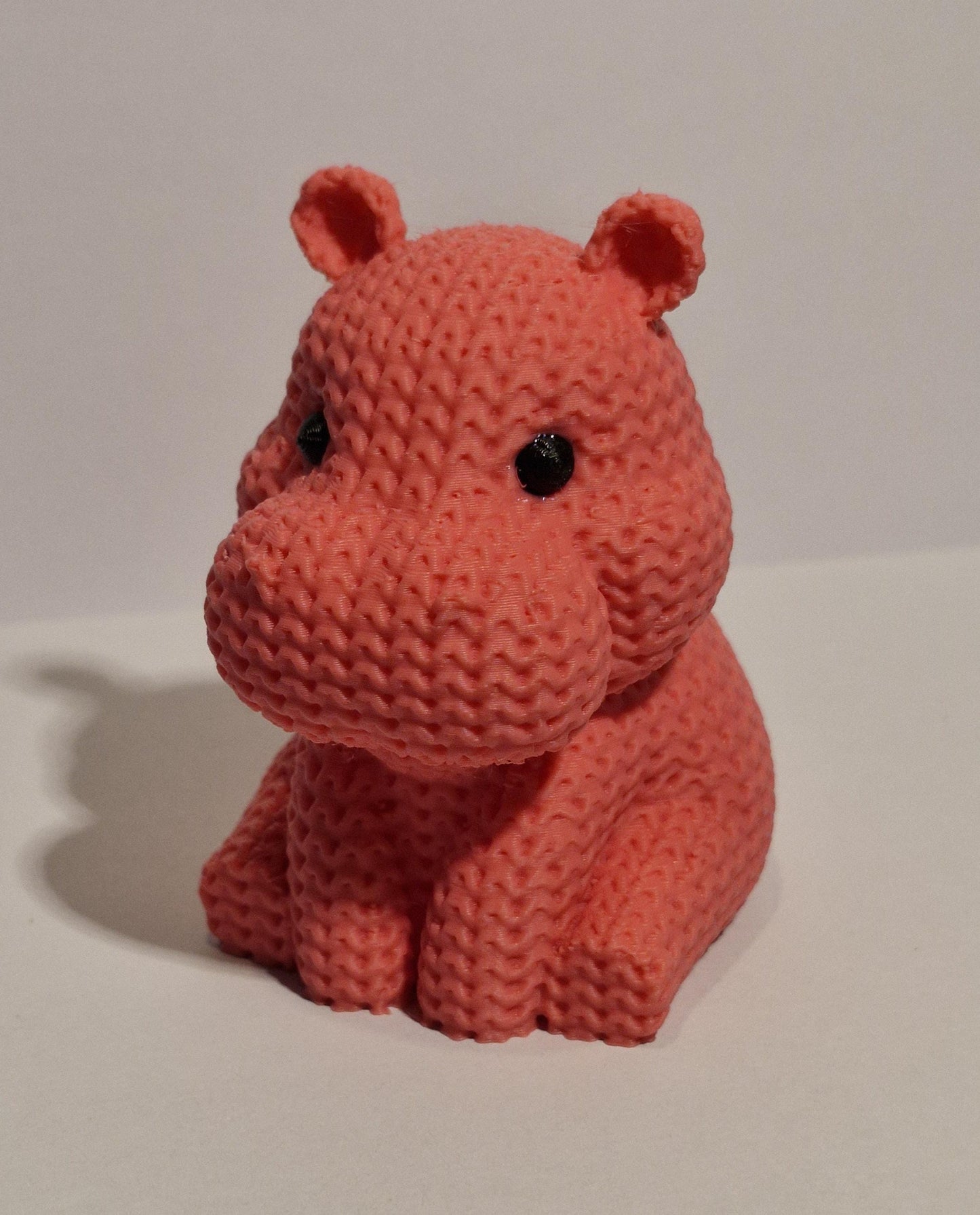 Knitted-Style Hippo Figurine | 3D Printed Animal Gift