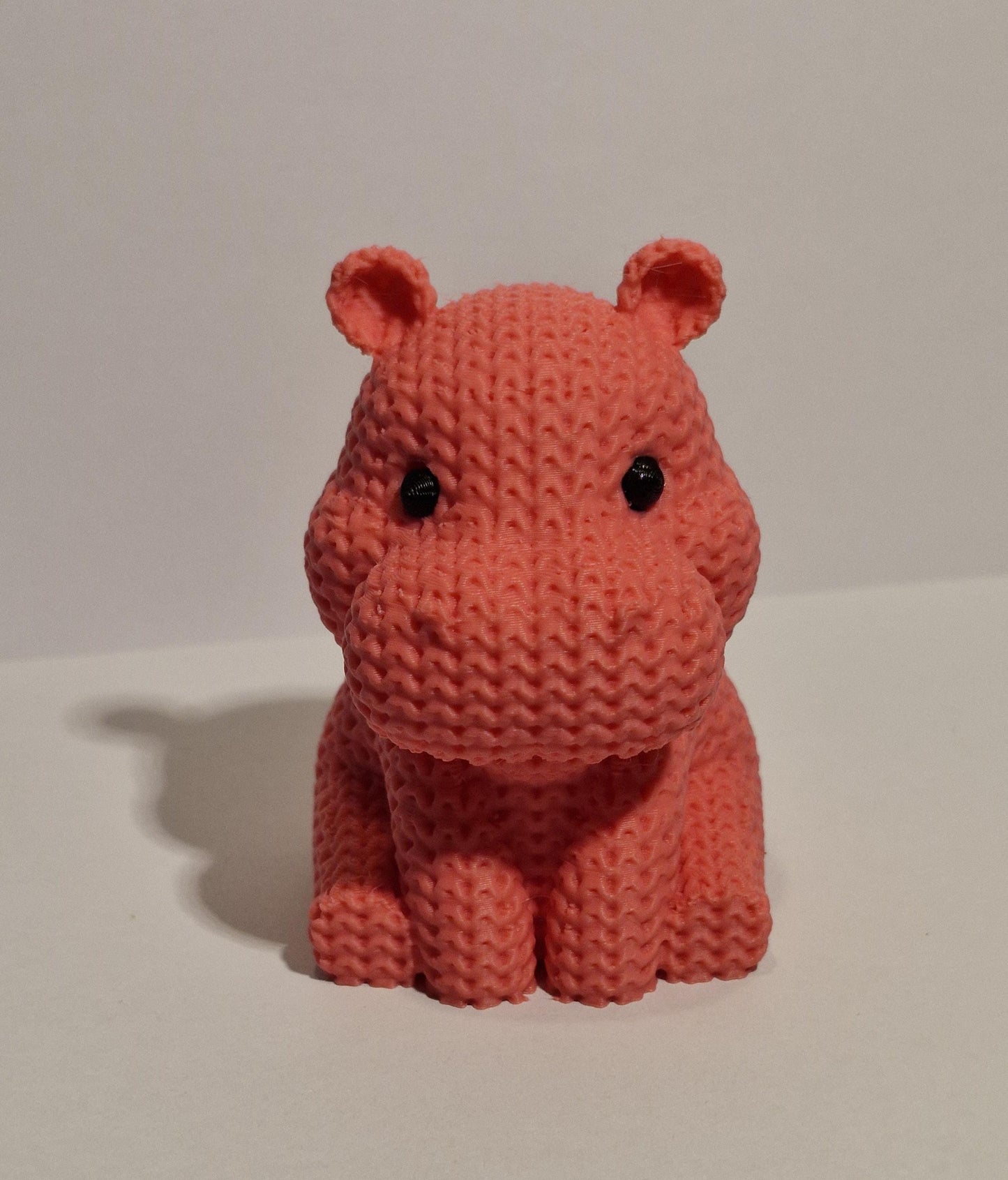 Knitted-Style Hippo Figurine | 3D Printed Animal Gift