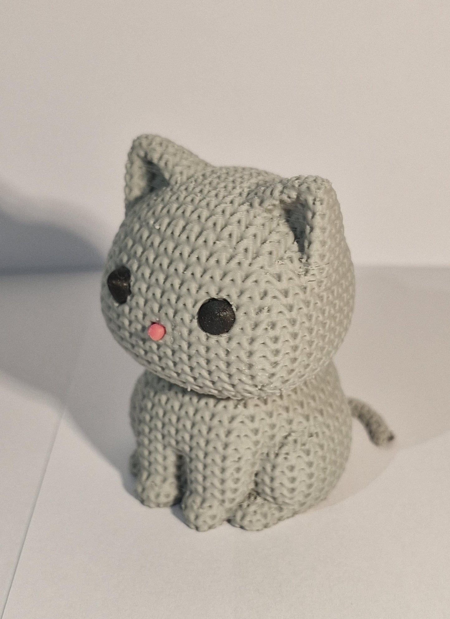 Knitted-Style Kitten Figurine | 3D Printed Gift for Cat Lovers