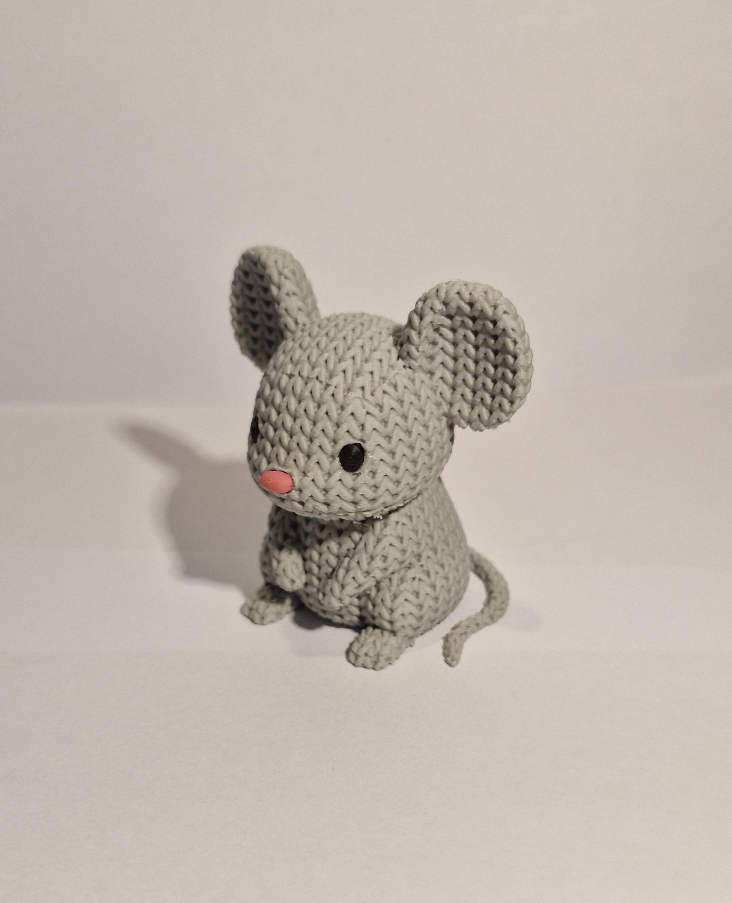 Knitted-Style Mouse Figurine | 3D Printed Animal Gift
