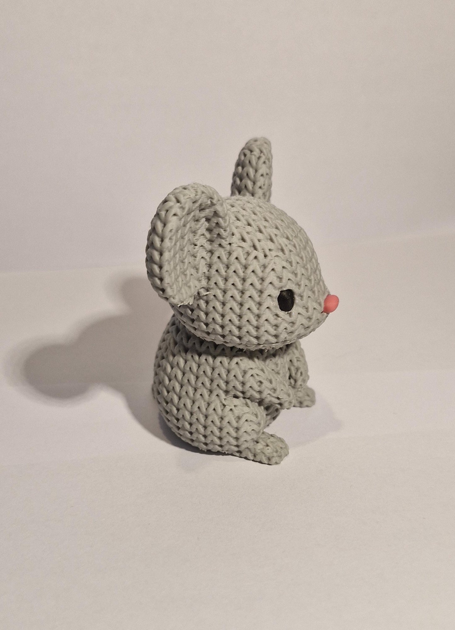 Knitted-Style Mouse Figurine | 3D Printed Animal Gift