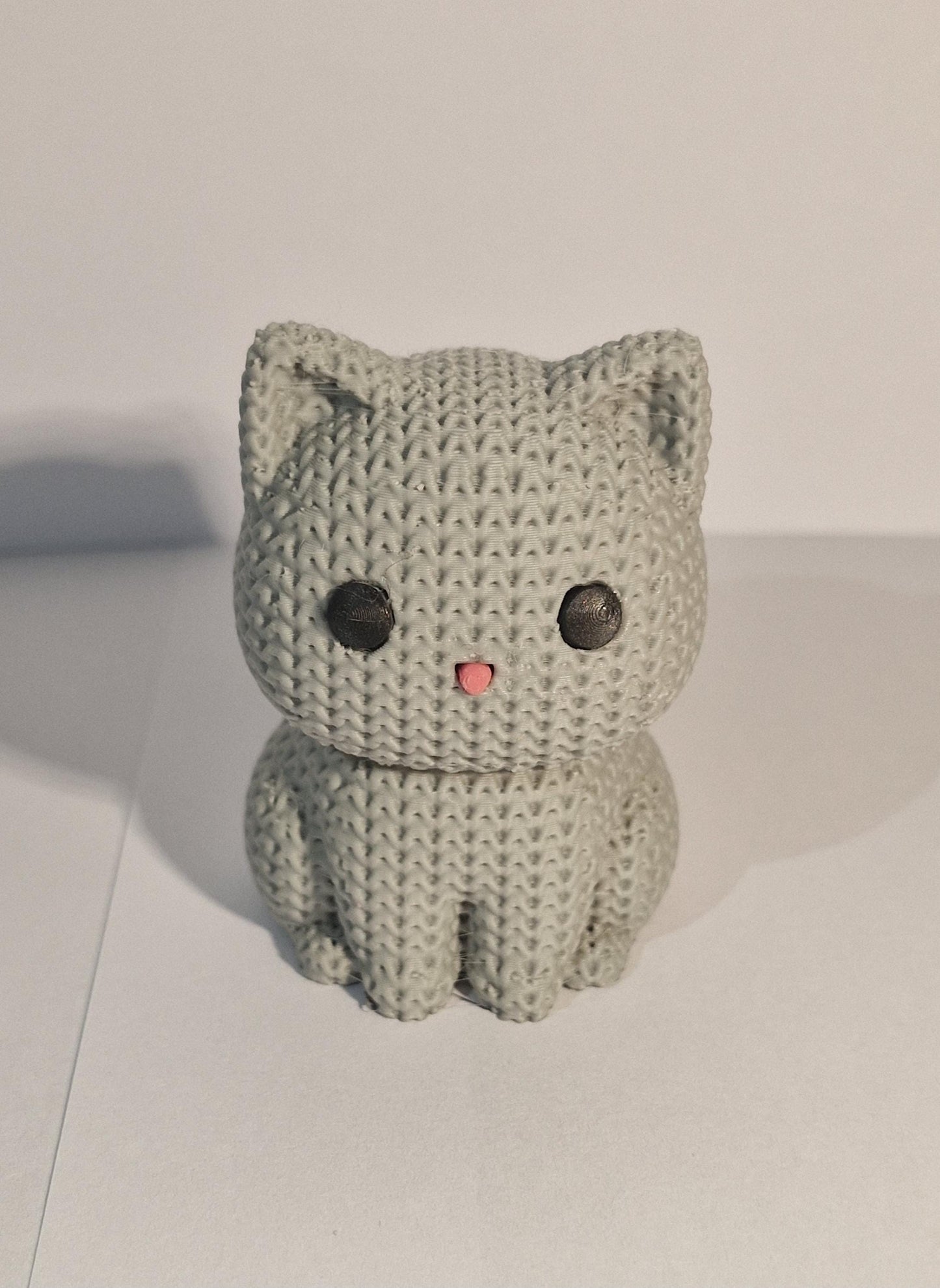 Knitted-Style Kitten Figurine | 3D Printed Gift for Cat Lovers