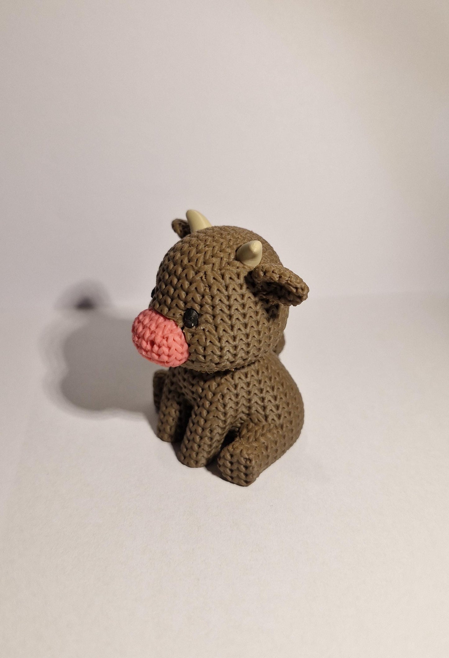 Knitted-Style Cow Figurine | 3D Printed Farm Animal Gift