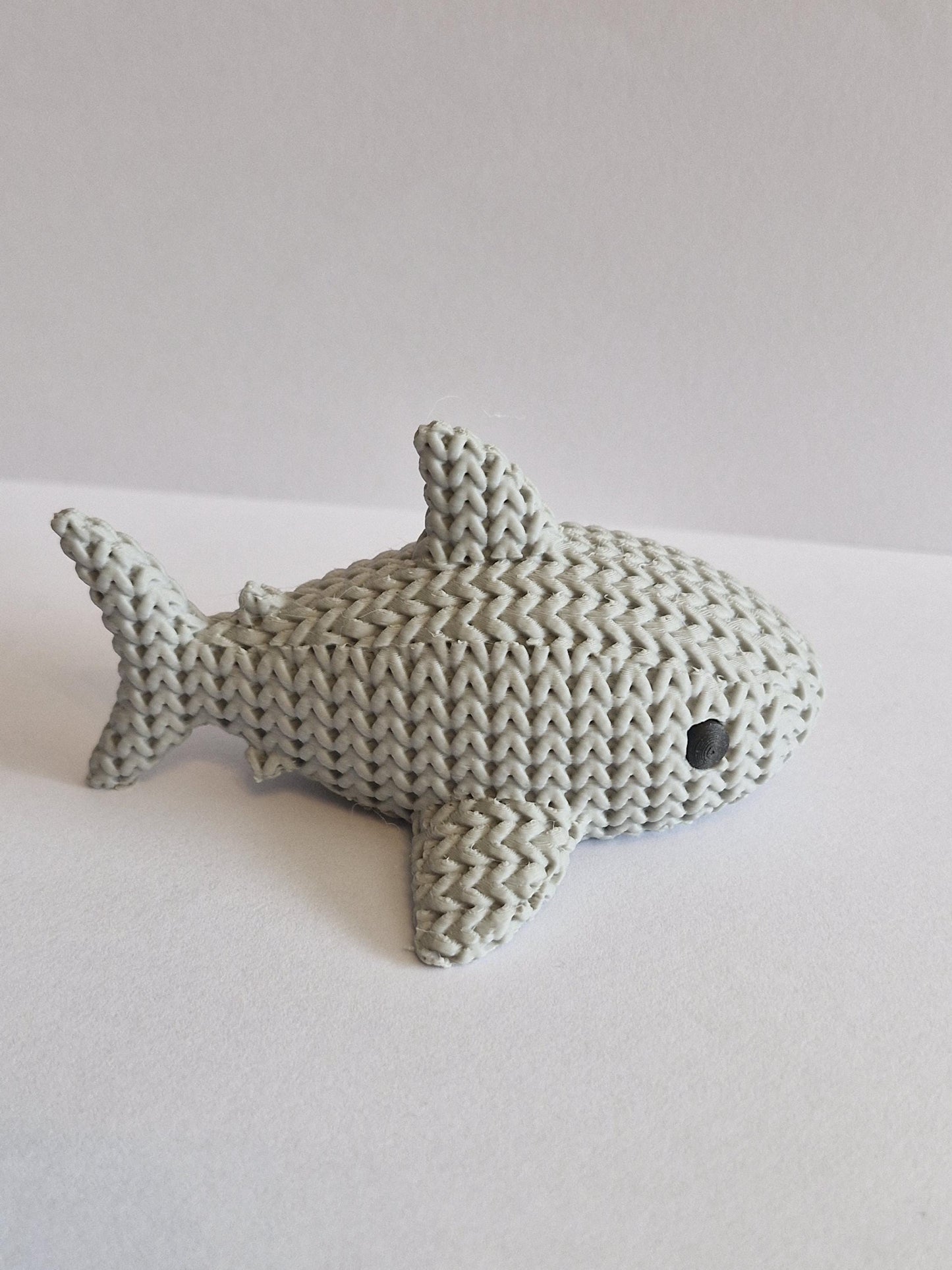 Knitted-Style Shark Figurine | 3D Printed Ocean Animal Gift