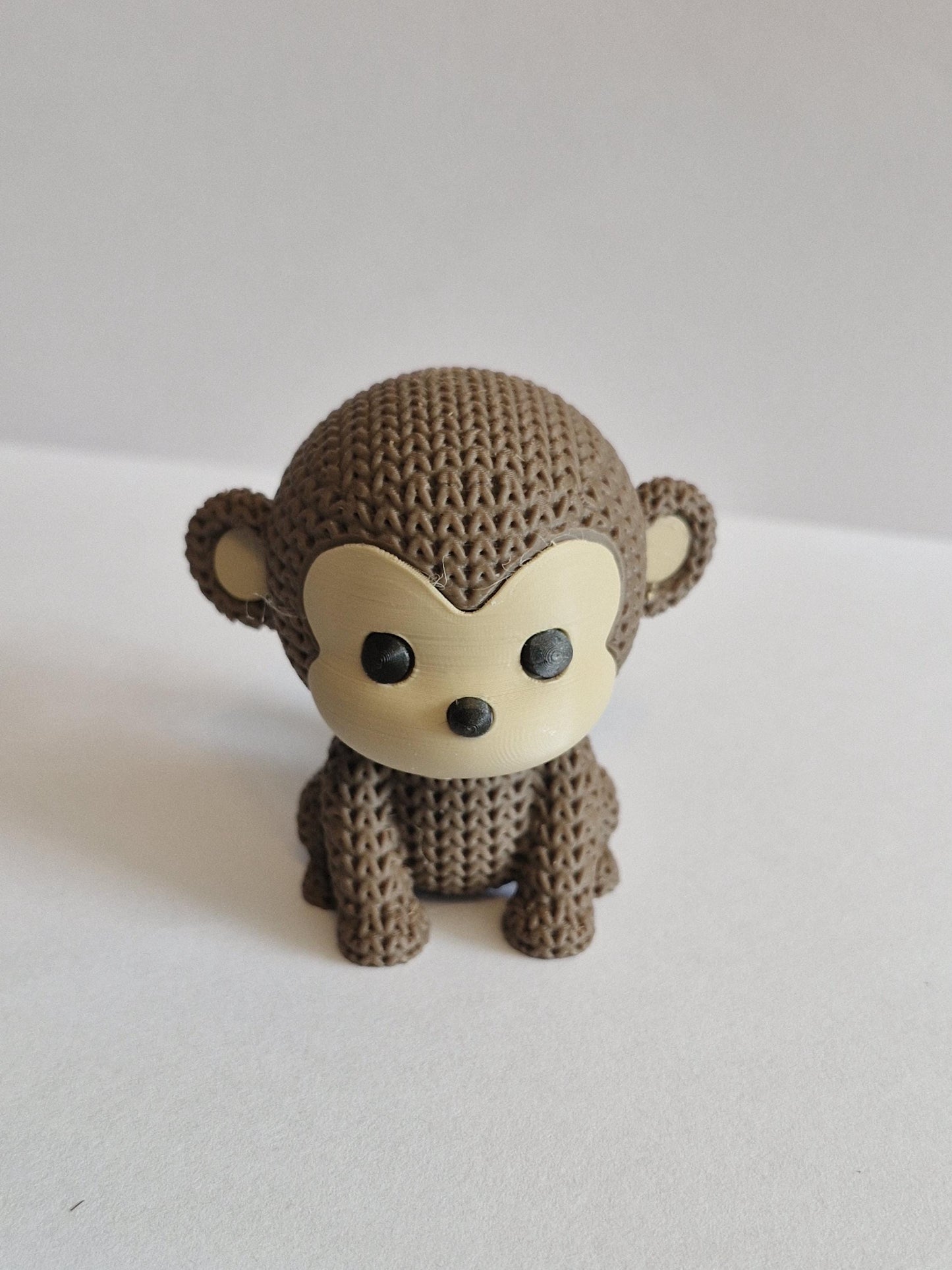 Knitted-Style Monkey Figurine | 3D Printed Jungle Animal Gift