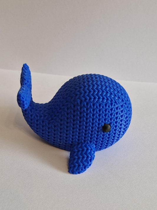Knitted-Style Whale Figurine | 3D Printed Ocean Animal Gift