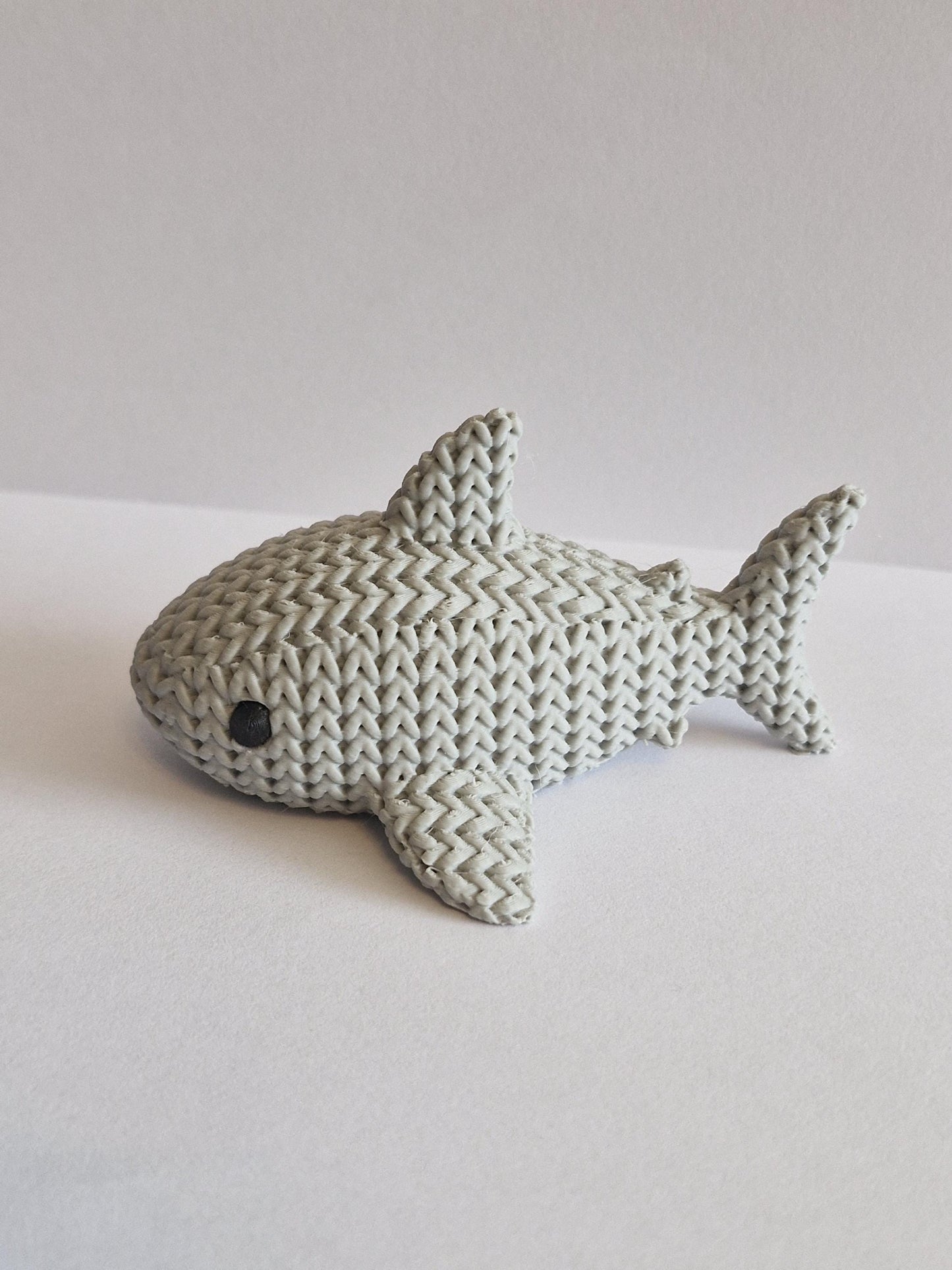 Knitted-Style Shark Figurine | 3D Printed Ocean Animal Gift