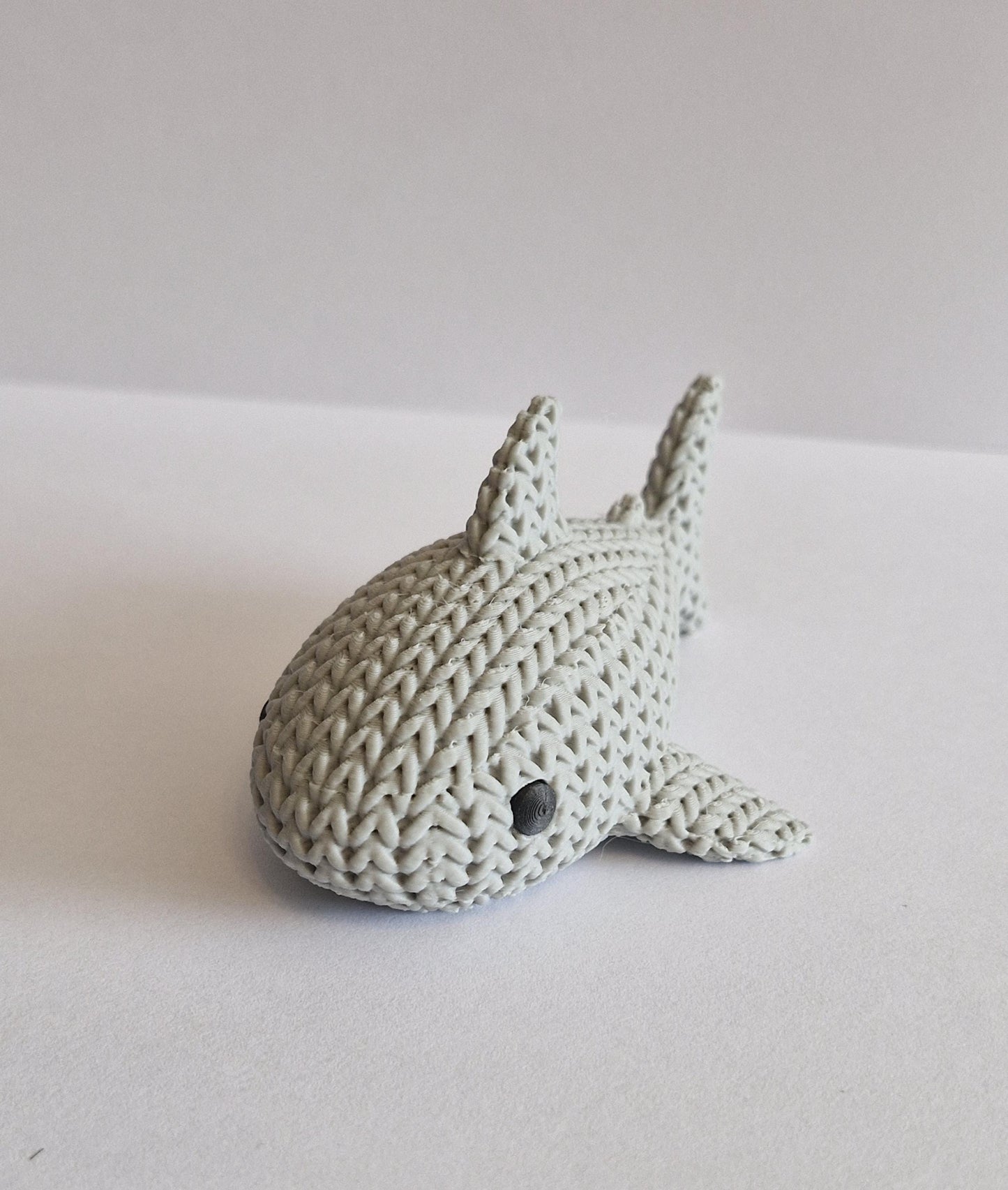 Knitted-Style Shark Figurine | 3D Printed Ocean Animal Gift