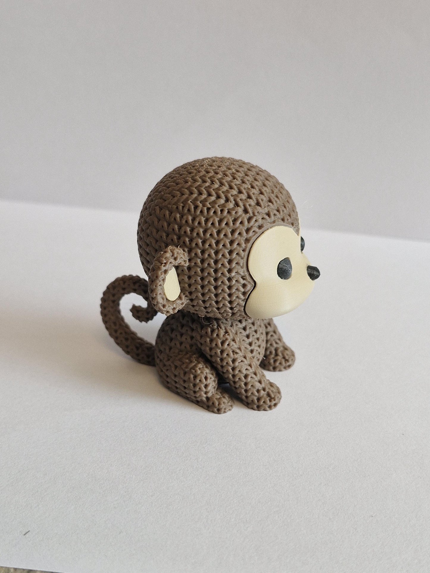 Knitted-Style Monkey Figurine | 3D Printed Jungle Animal Gift