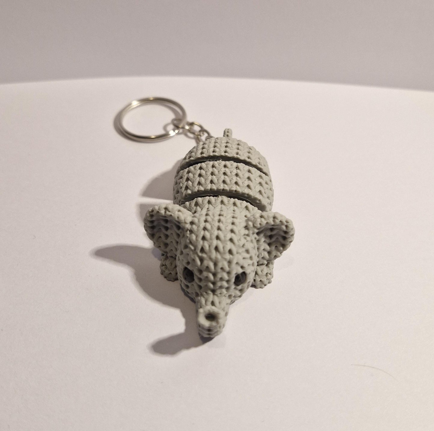 Knitted-Style Elephant Keyring | 3D Printed Flexible Animal Keychain Gift